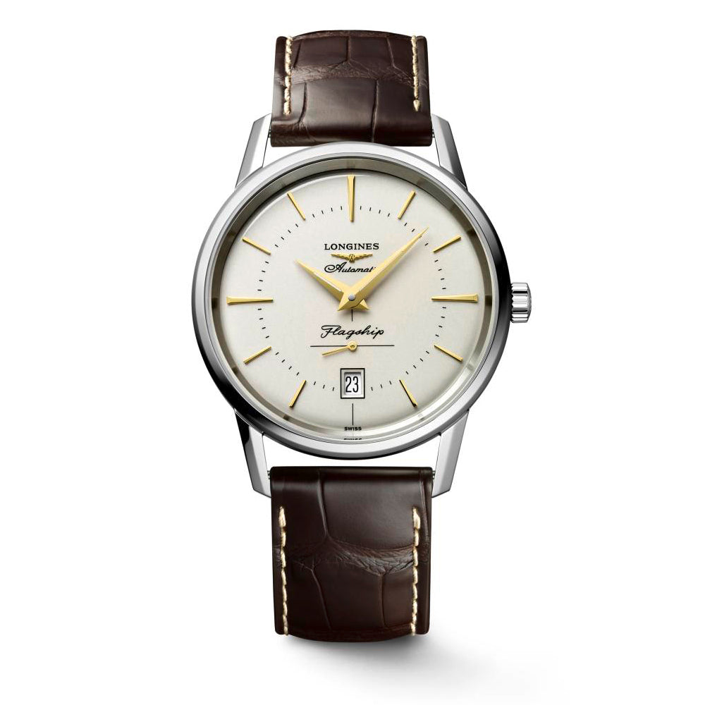 Gents Longines Heritage Flagship Automatic Steel Brown Strap