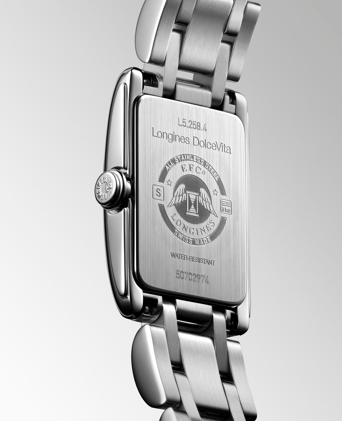 Ladies Longines Dolce Vita 17mm x 27mm Steel Bracelet Silver Dial L5.258.4.71.6