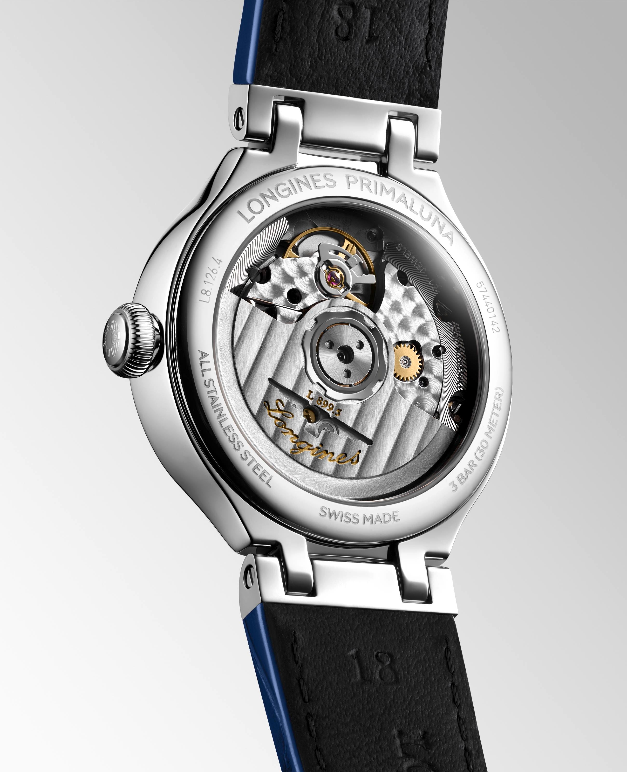 Ladies Longines Prima luna Moonphase Auto 34mm  Steel Case Blue Strap