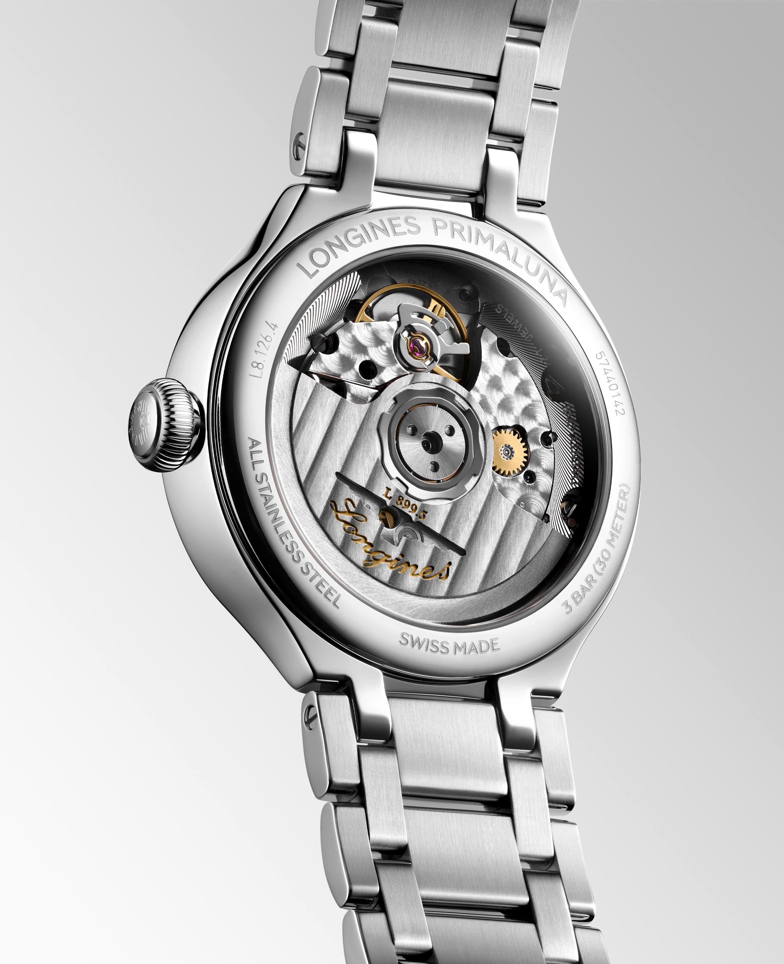 Ladies Longines Prima Luna 34mm Quartz Moonphase Steel Bracelet