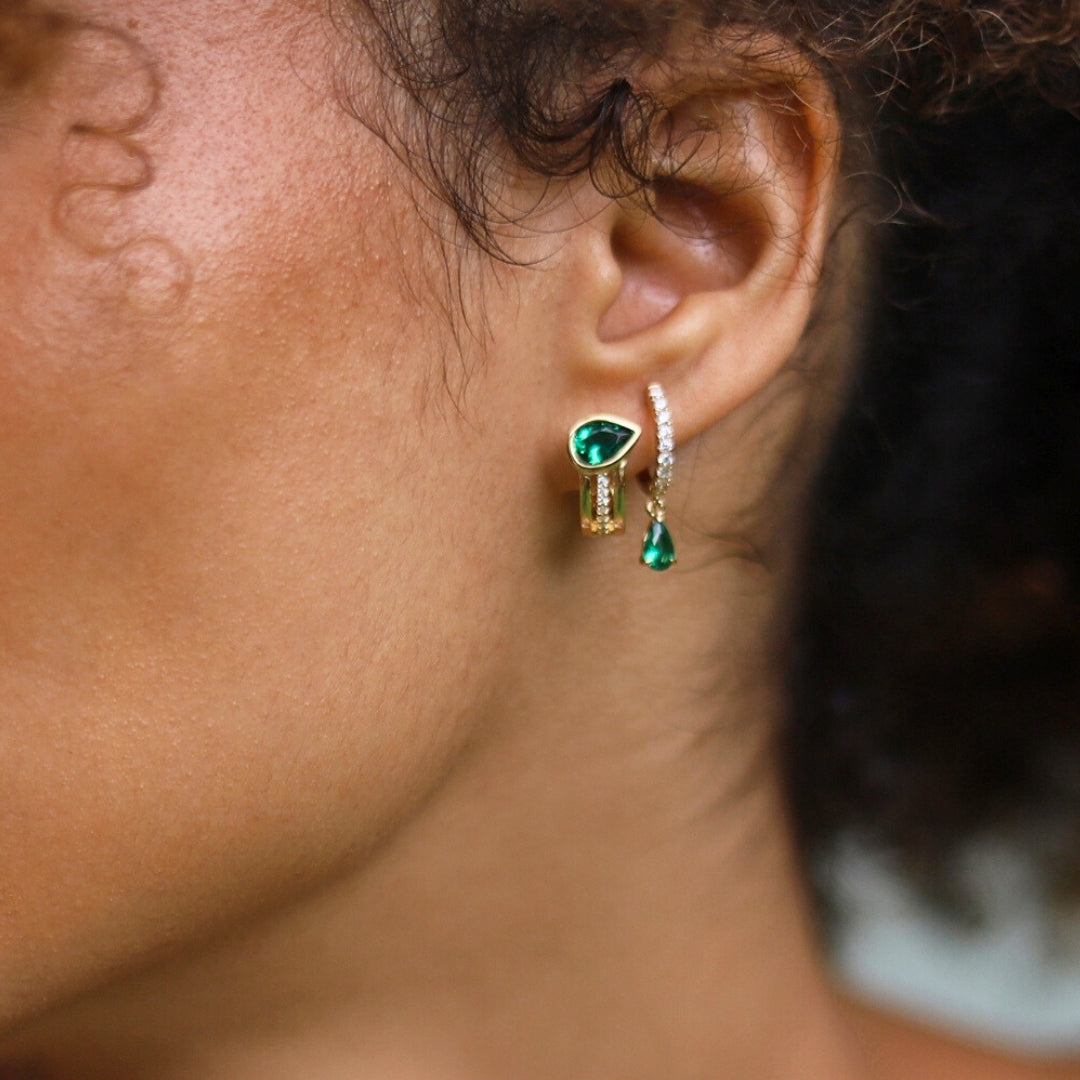 Leni Hoop Emerald Gold Vermeil