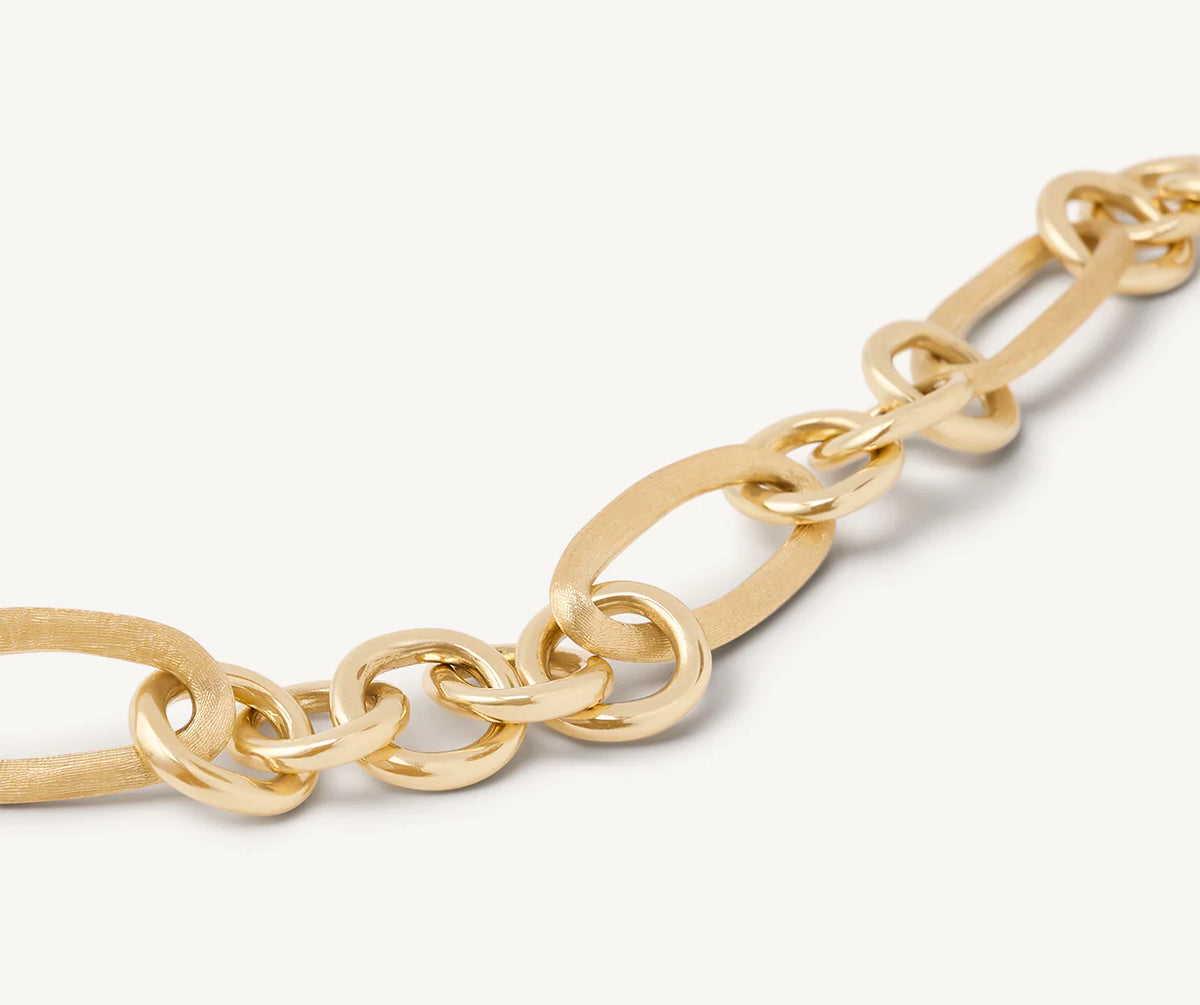 Marco Bicego Jaipur 18ct Yellow Gold Oval Link Bracelet with Polished Gold Links