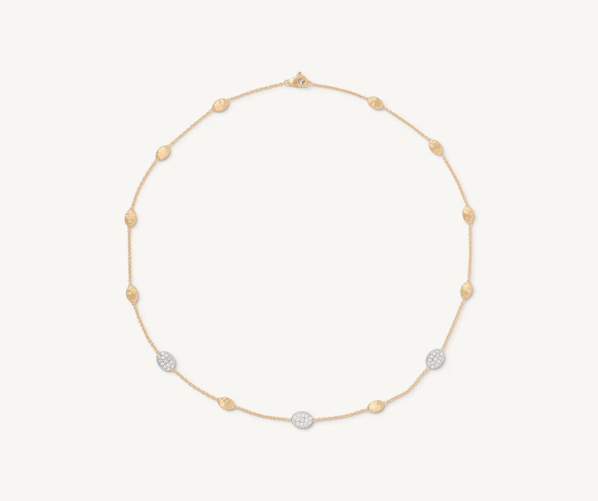 Marco Bicego Siviglia 18ct Yellow Gold Necklace with Oval Elements and Diamonds