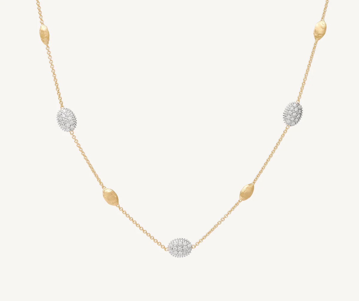 Marco Bicego Siviglia 18ct Yellow Gold Necklace with Oval Elements and Diamonds