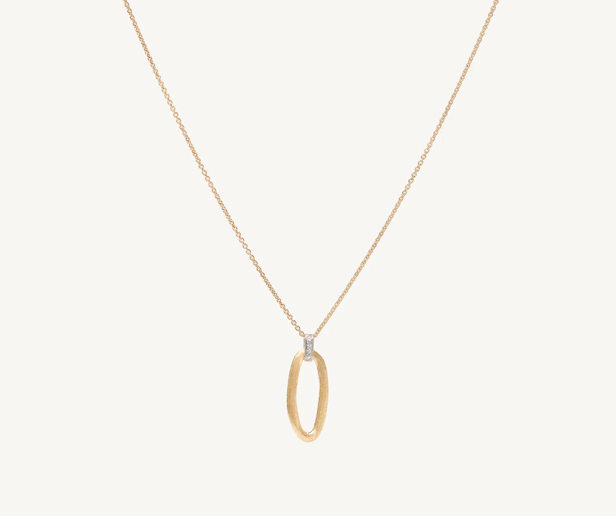 Marco Bicego Jaipur 18ct Yellow Gold Oval Link Pendant Necklace with Diamonds