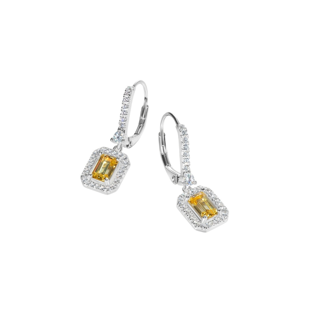 Carat London WGP Silver Yellow Moxi Drop Eearrings CE925W-MOXI-MY