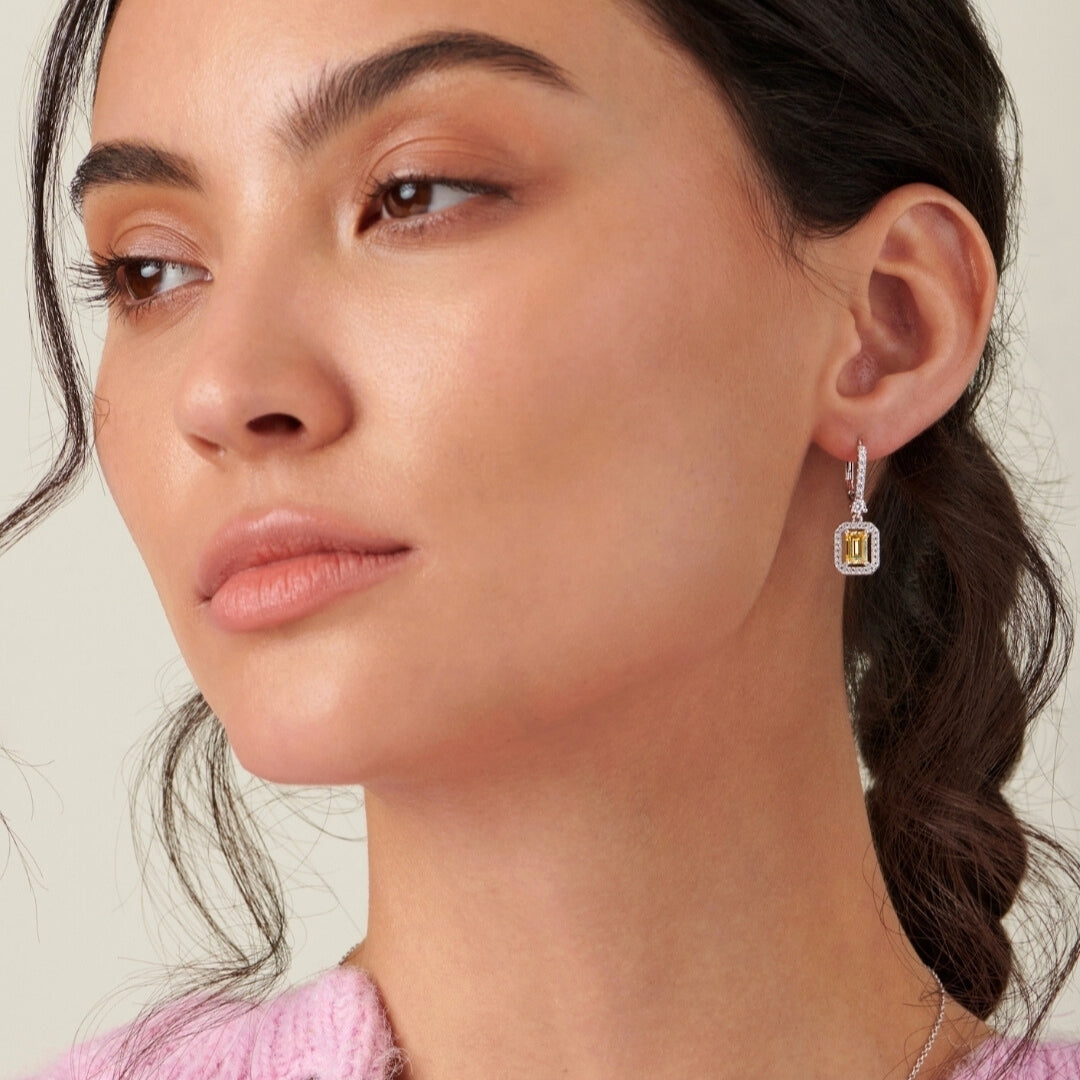 Carat London WGP Silver Yellow Moxi Drop Eearrings CE925W-MOXI-MY