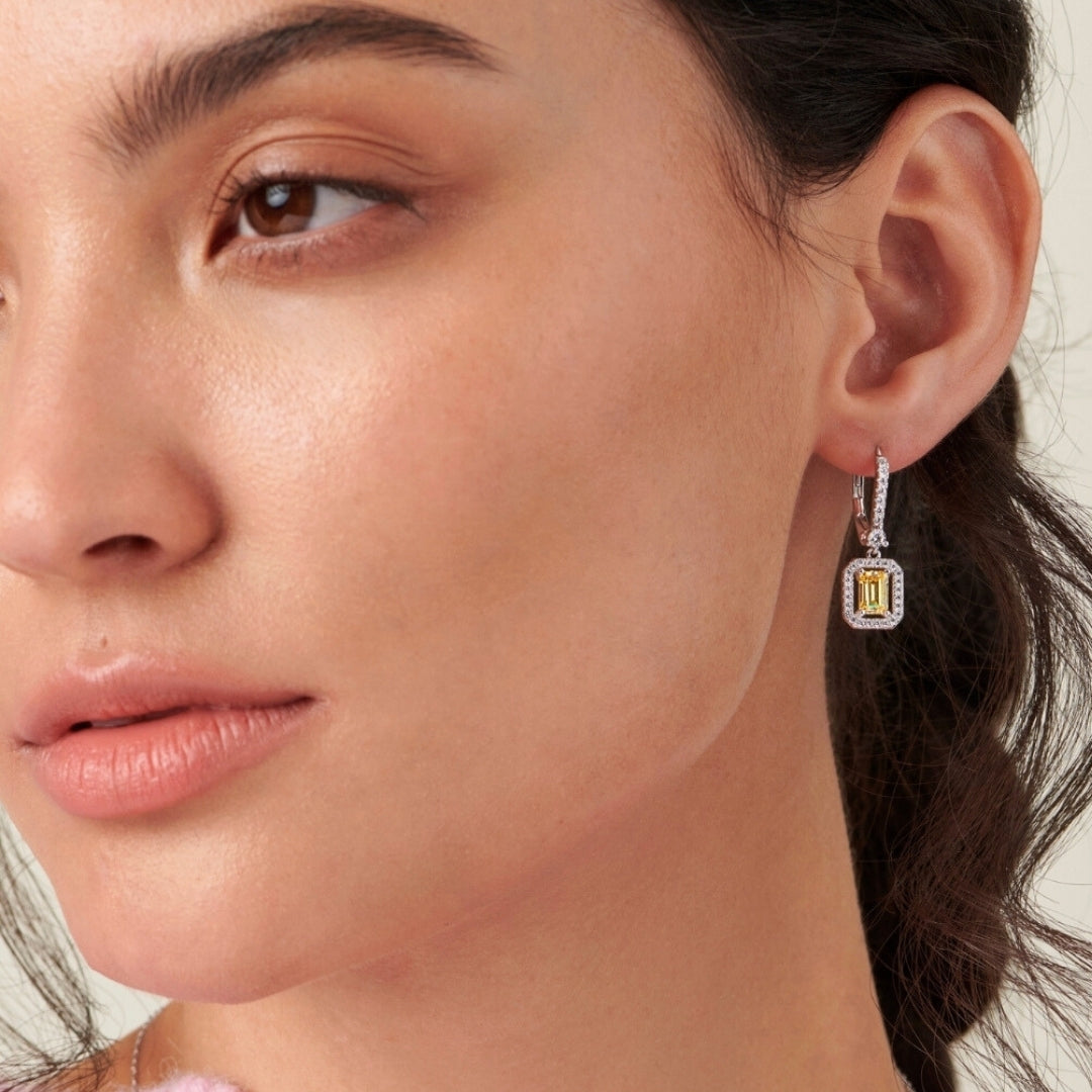Carat London WGP Silver Yellow Moxi Drop Eearrings CE925W-MOXI-MY