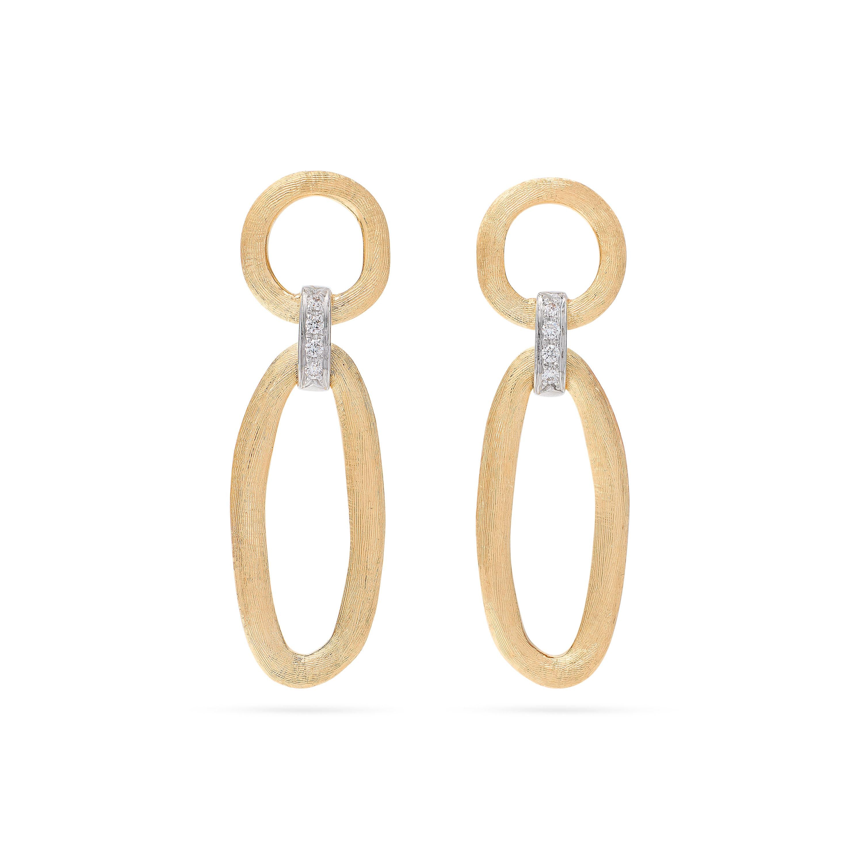 18ct YG Marco Bicego Jaipur Link Diamond Drop Earrings 0.08ct