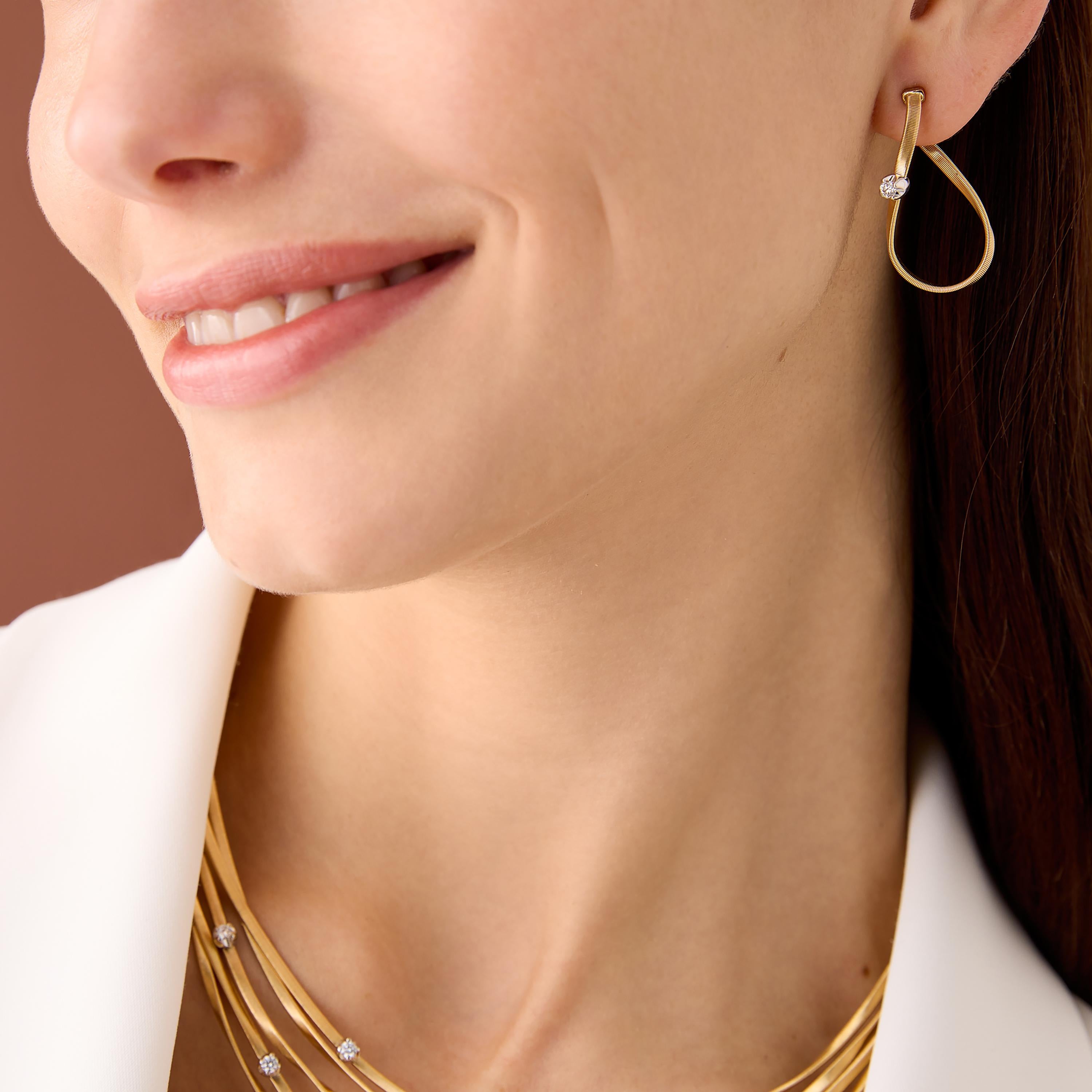 18ct  Yellow Gold Marco Bicego Marrakech Single Diamond Earrings 0.16ct OG404B8YWM5