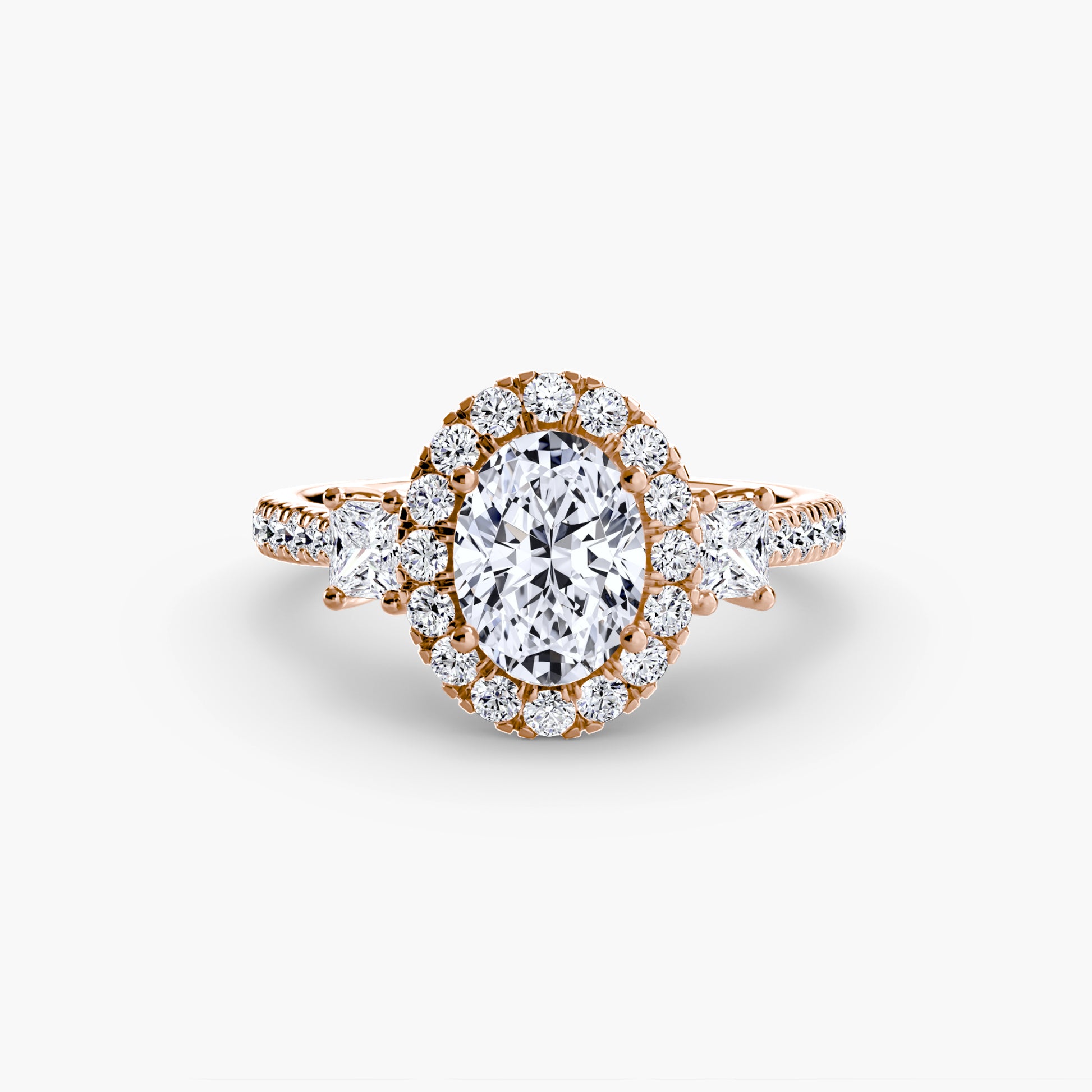 Three-Stone Ring with Halo 2