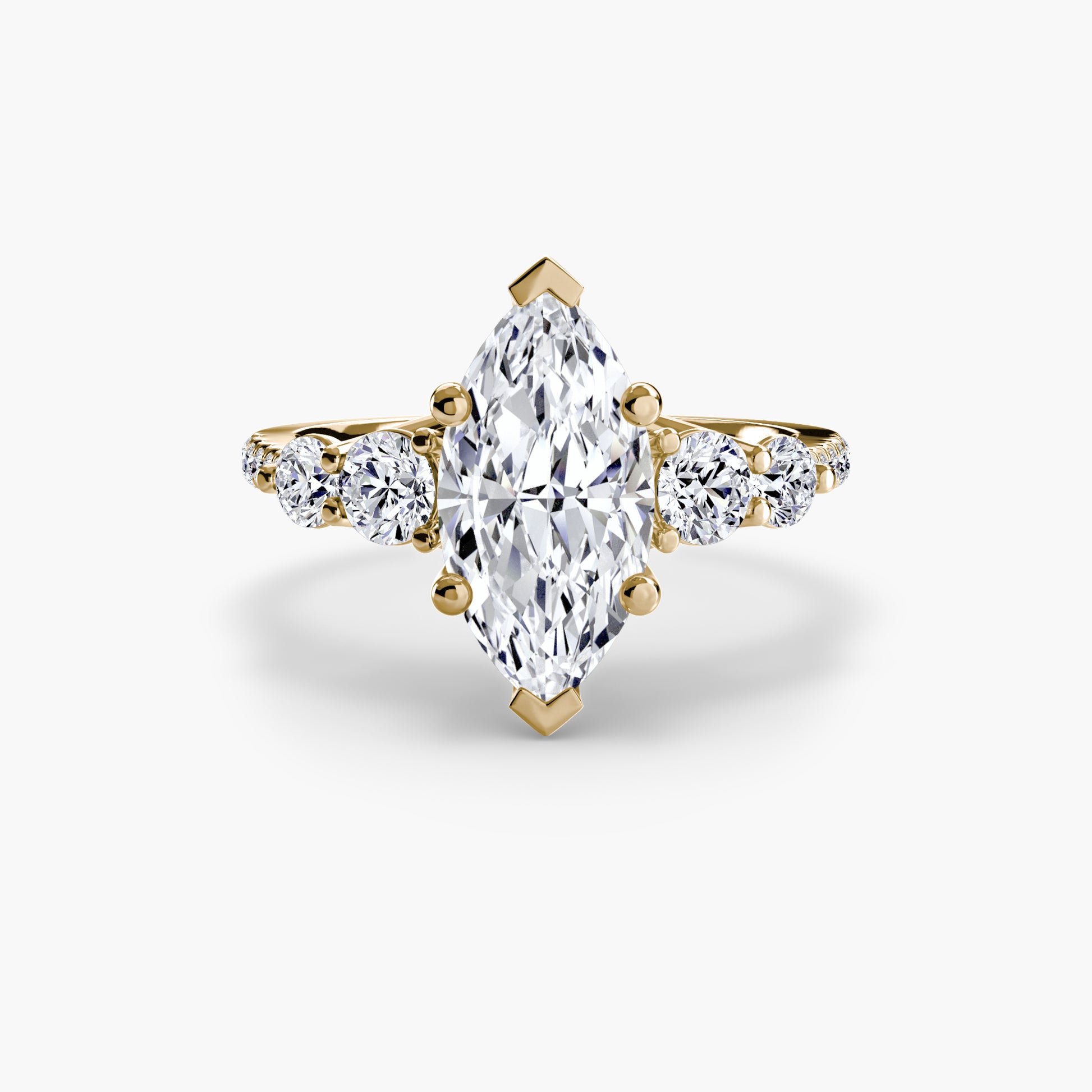 Five Stone Ring with Pavé Band