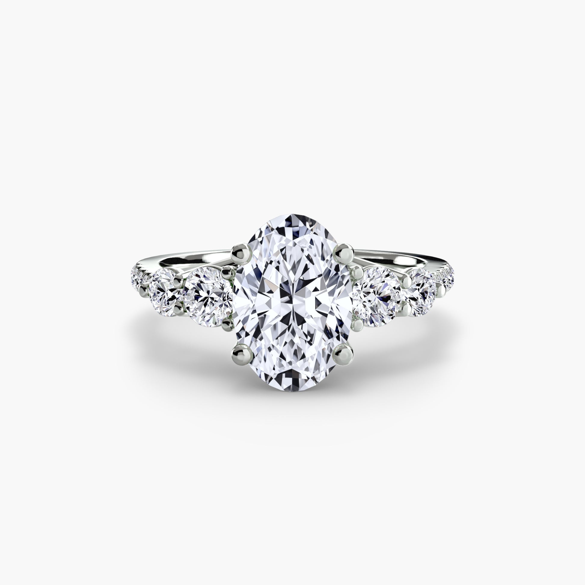 Five Stone Ring with Pavé Band