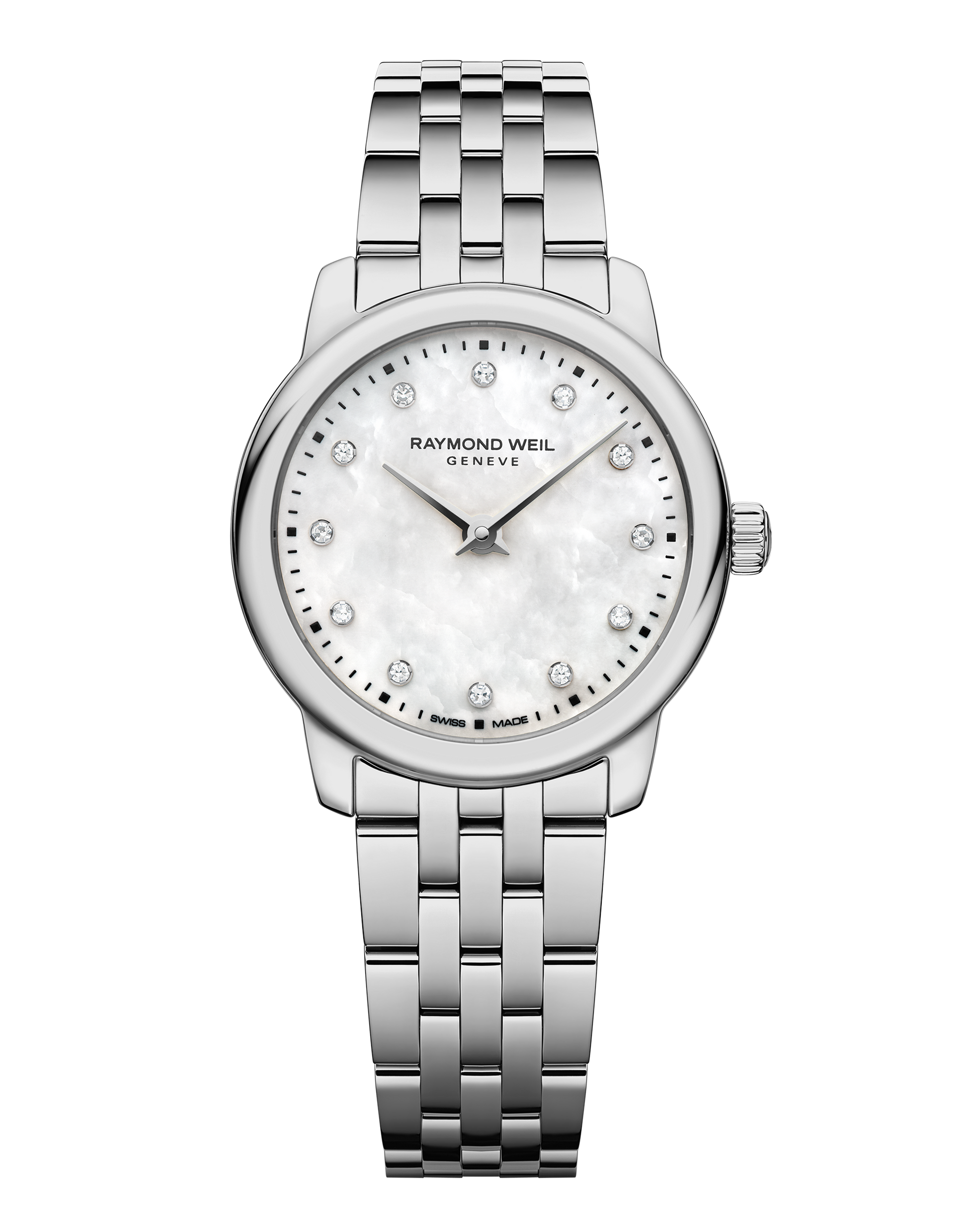 Ladies Raymond Weil Tocatta Classic 24mm Steel Bracelet White Mother of Pearl LG Diamond Dial 5024-ST-97081