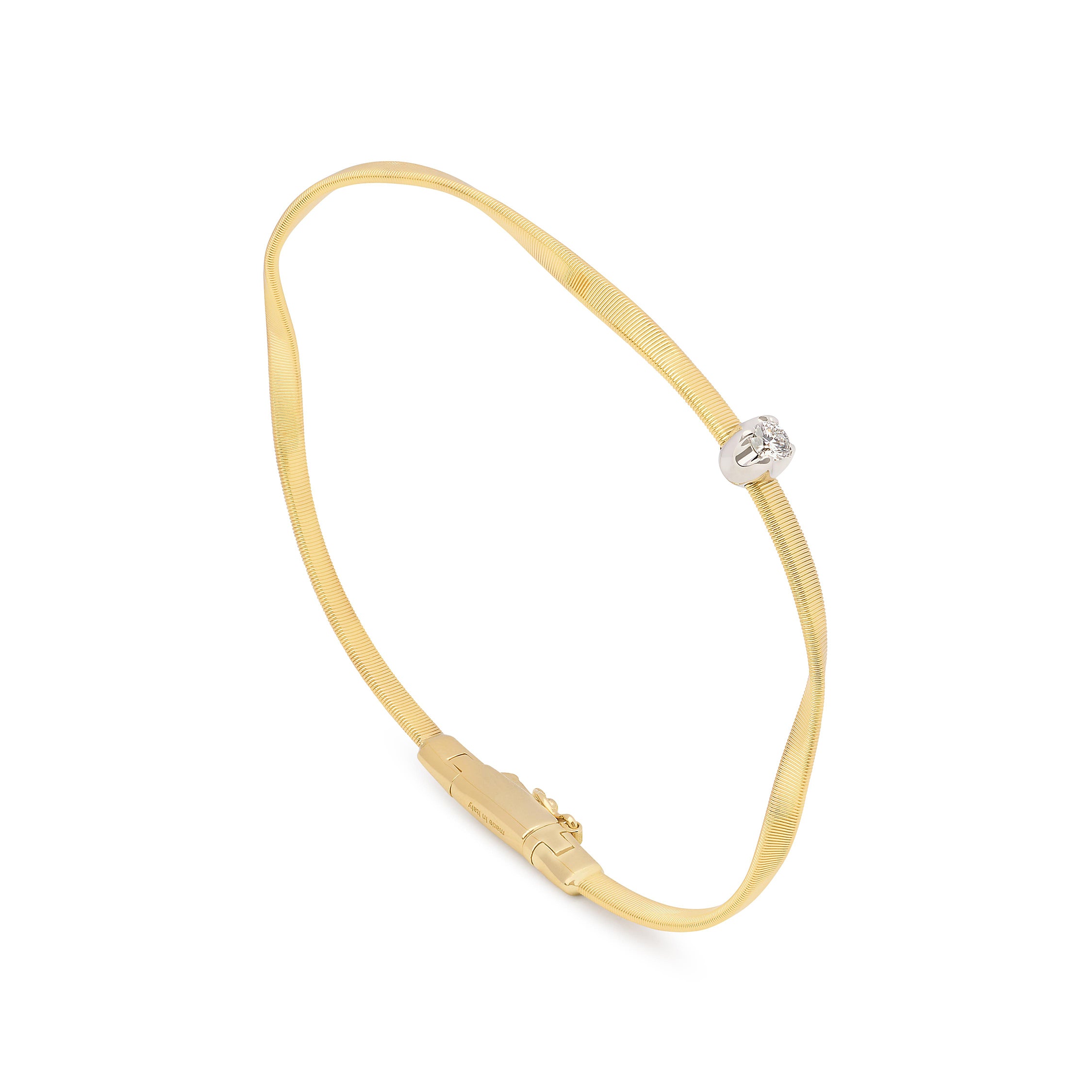 18ct Yellow Gold Marco Bicego Marrakech Single Diamond Bangle 0.08ct SG337B8YWM5