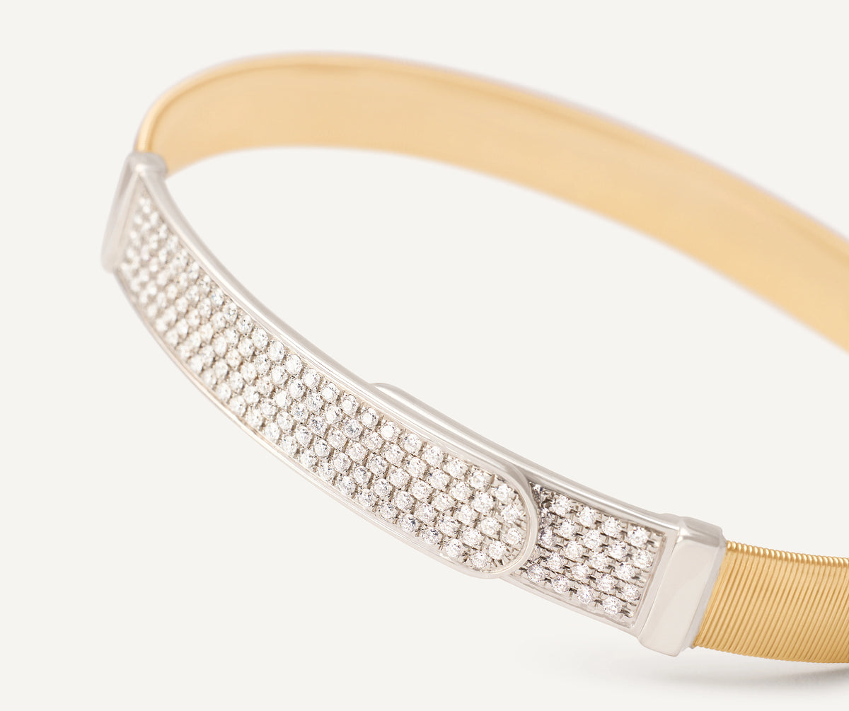 Masai 18ct Yellow Gold Diamond Pave Bangle 0.85ct