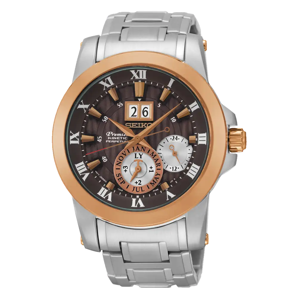 Gents Seiko Perpetual Calendar Steel &amp; RGP Brown Dial