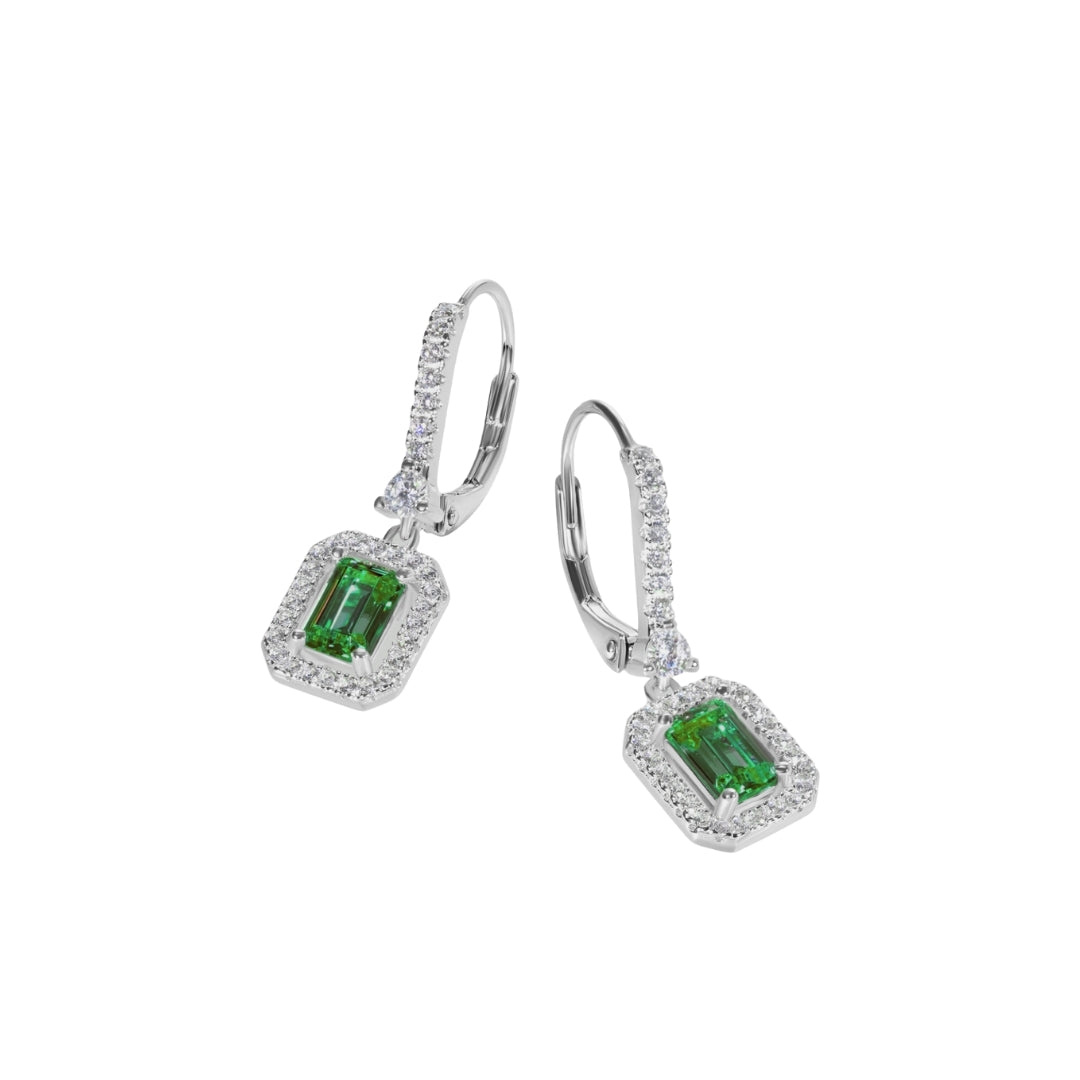 Silver Carat London Moxie Drop Earrings Green CE925W-MOXI-GR