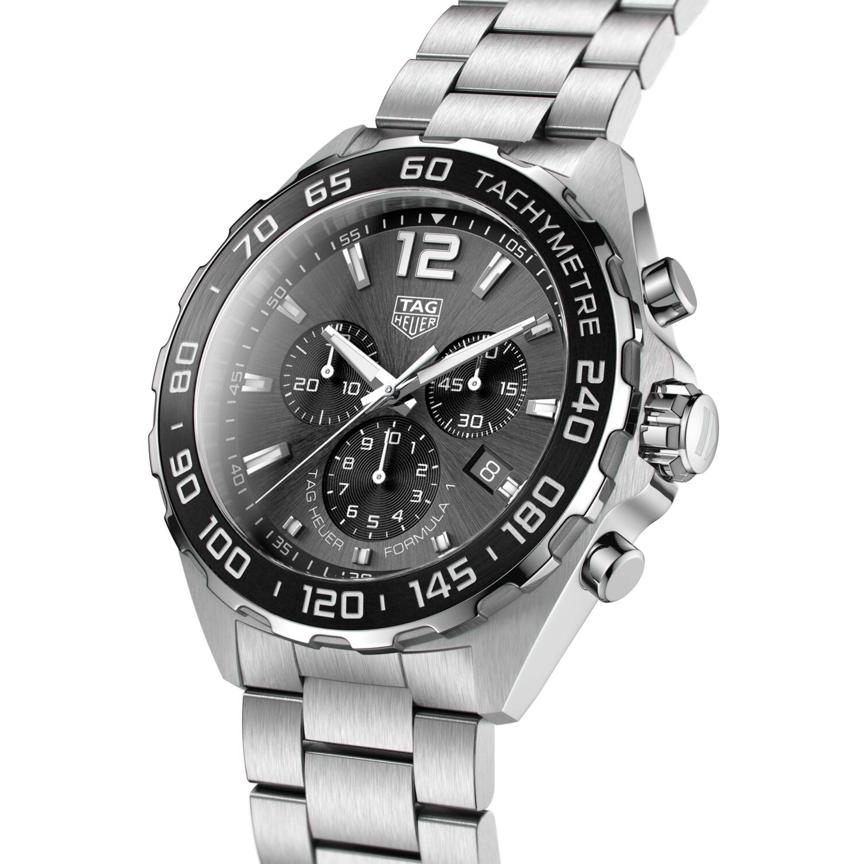 Gents Tag Heuer Formula 1 43mm Quartz Chronograph Steel Bracelet Anthracite Dial Date
