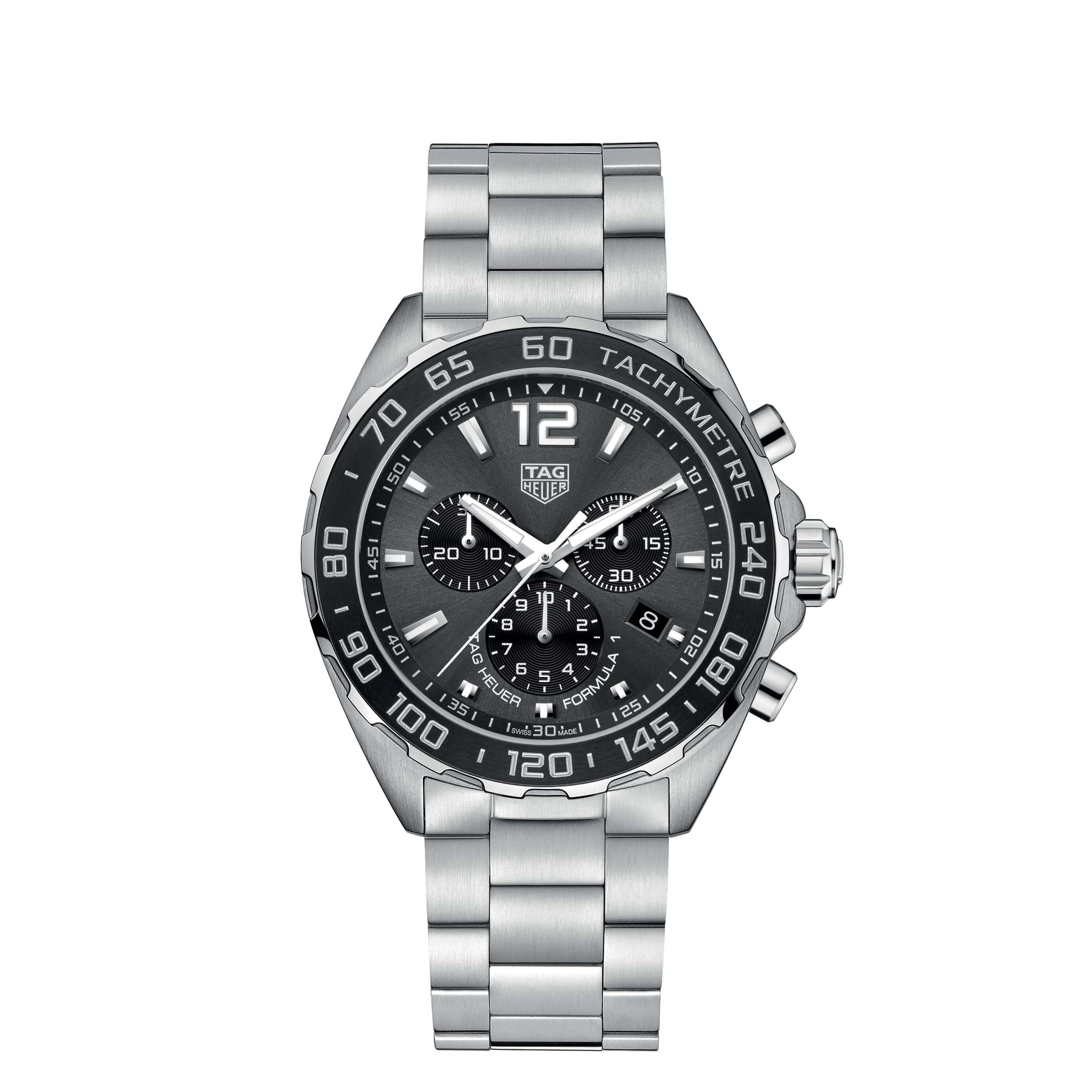 Gents Tag Heuer Formula 1 43mm Quartz Chronograph Steel Bracelet Anthracite Dial Date