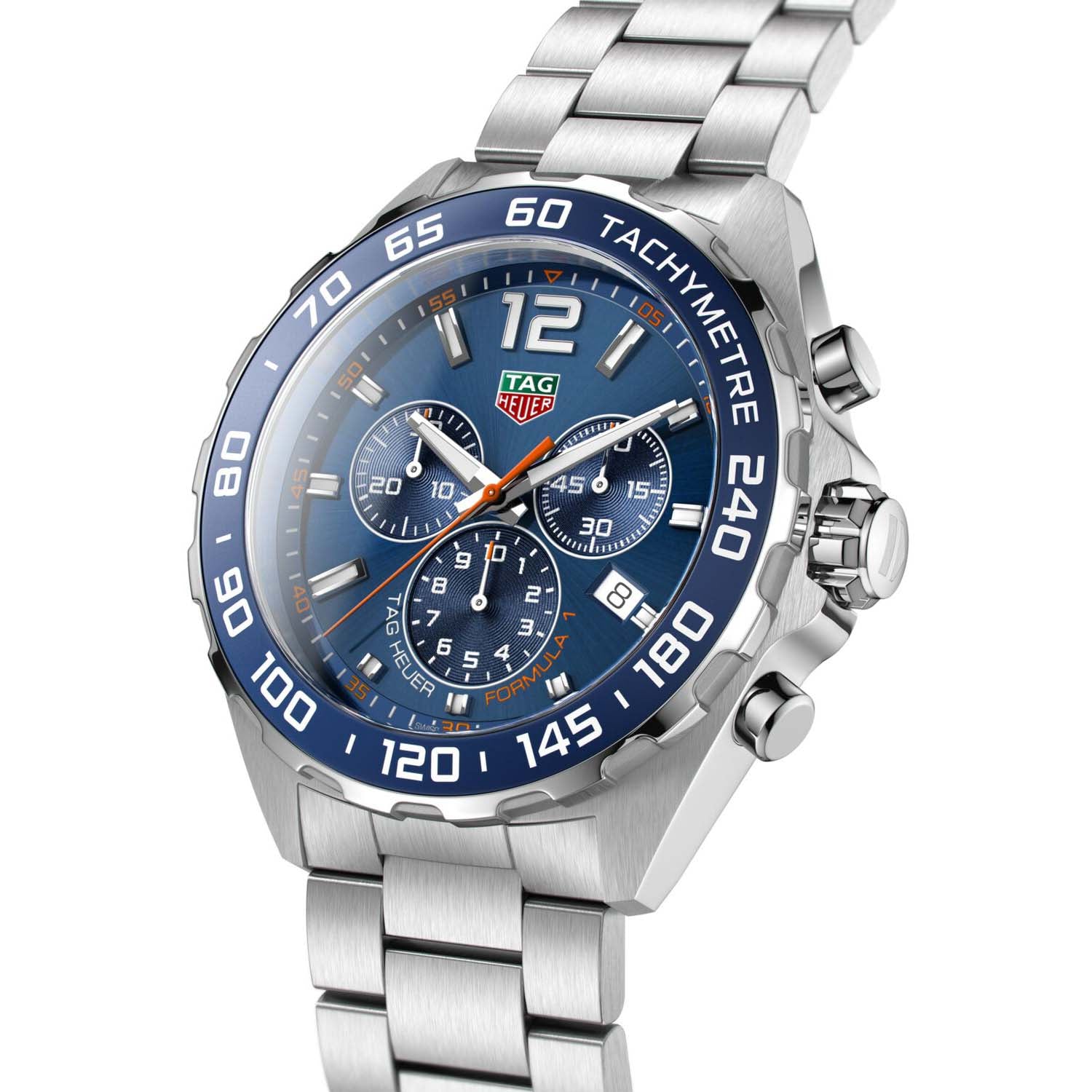 Gents Tag Heuer Formula 1 Quartz Chronograph Steel and Ceramic Bracelet Grey Dial Date 43mm