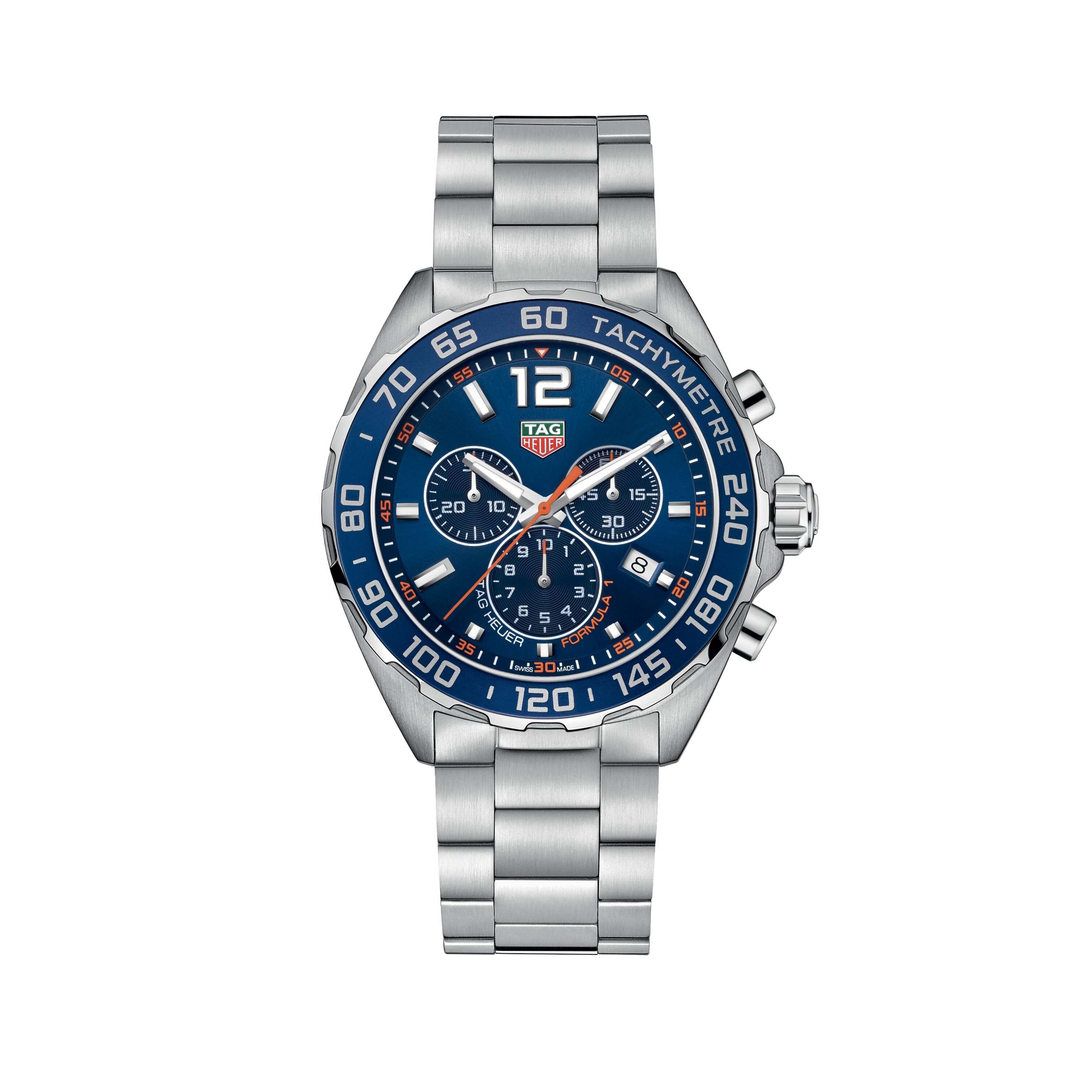Gents Tag Heuer Formula 1 Quartz Chronograph Steel and Ceramic Bracelet Grey Dial Date 43mm