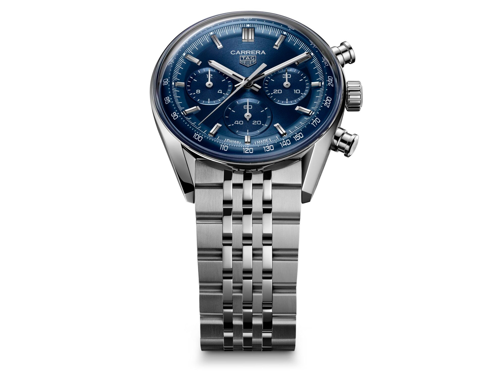 Gents Tag Heuer Carrera Automatic Chronograph Calibre TH20-01 Steel Bracelet Blue Dial and Bezel CBS2113.BA0053