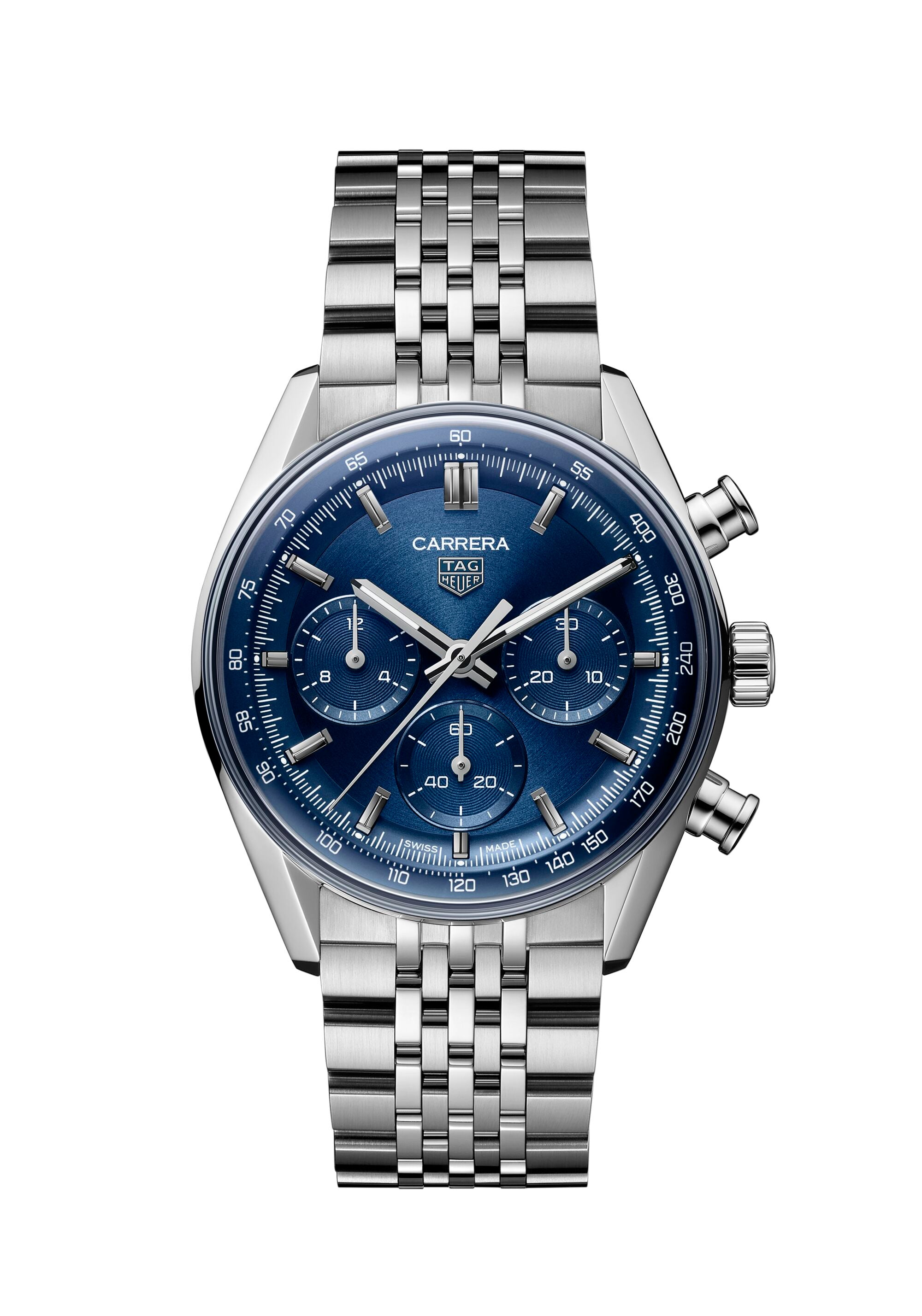 Gents Tag Heuer Carrera Automatic Chronograph Calibre TH20-01 Steel Bracelet Blue Dial and Bezel CBS2113.BA0053