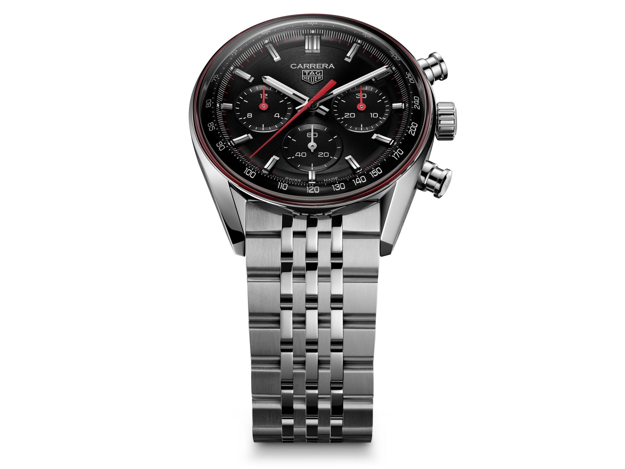 Gents Tag Heuer Carrera Automatic Chronograph Calibre TH20-01 Steel Bracelet Black Dial and Bezel CBS2114.BA0053