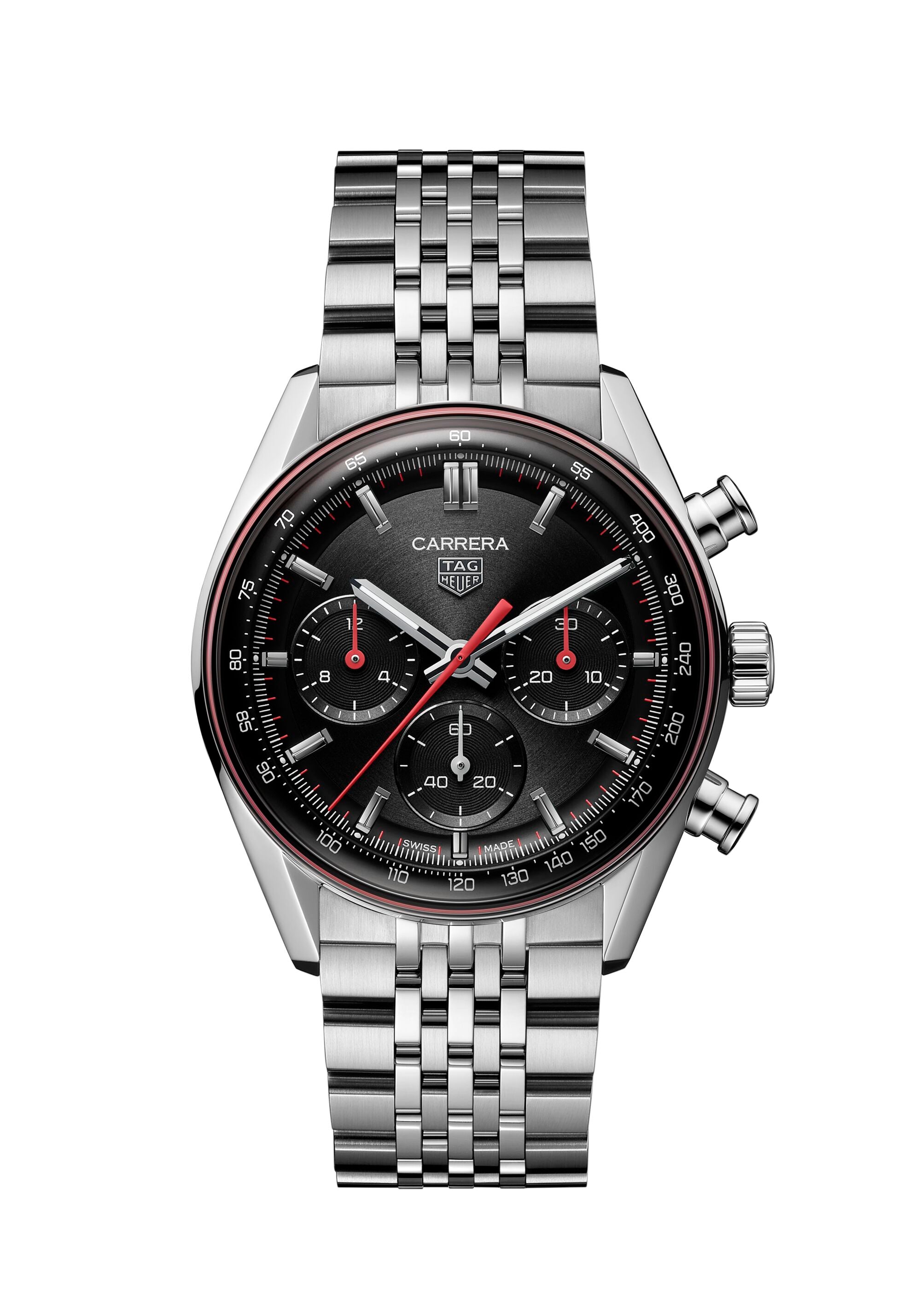 Gents Tag Heuer Carrera Automatic Chronograph Calibre TH20-01 Steel Bracelet Black Dial and Bezel CBS2114.BA0053