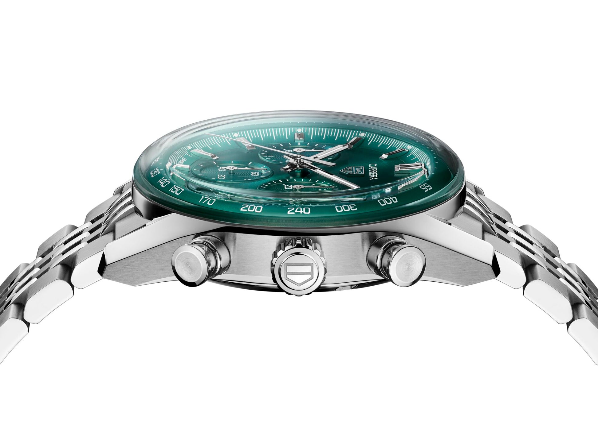 Gents Tag Heuer Carrera Automatic Chronograph Calibre TH20-01 Steel Bracelet Green Dial CBS2115.BA0053