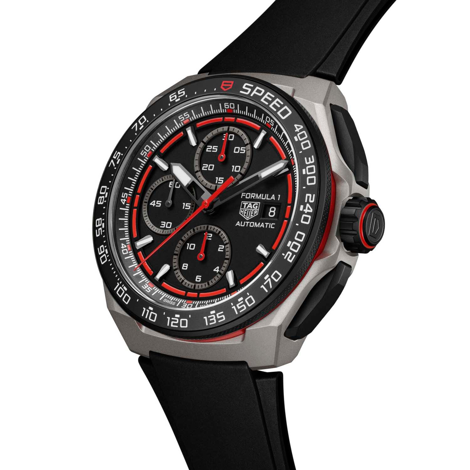 Gents Tag Heuer F1 Chrono Auto 44mm Titanium on Black Strap