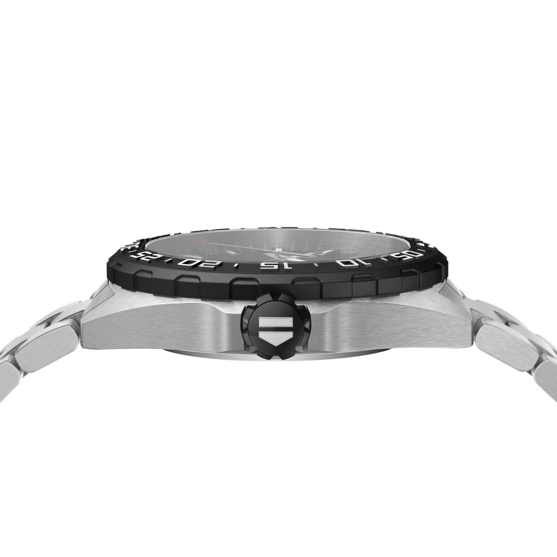Gents Tag Heuer Formula 1 Quartz Steel Bracelet Black Bezel Black Baton Dial Date WAZ1110.BA0875