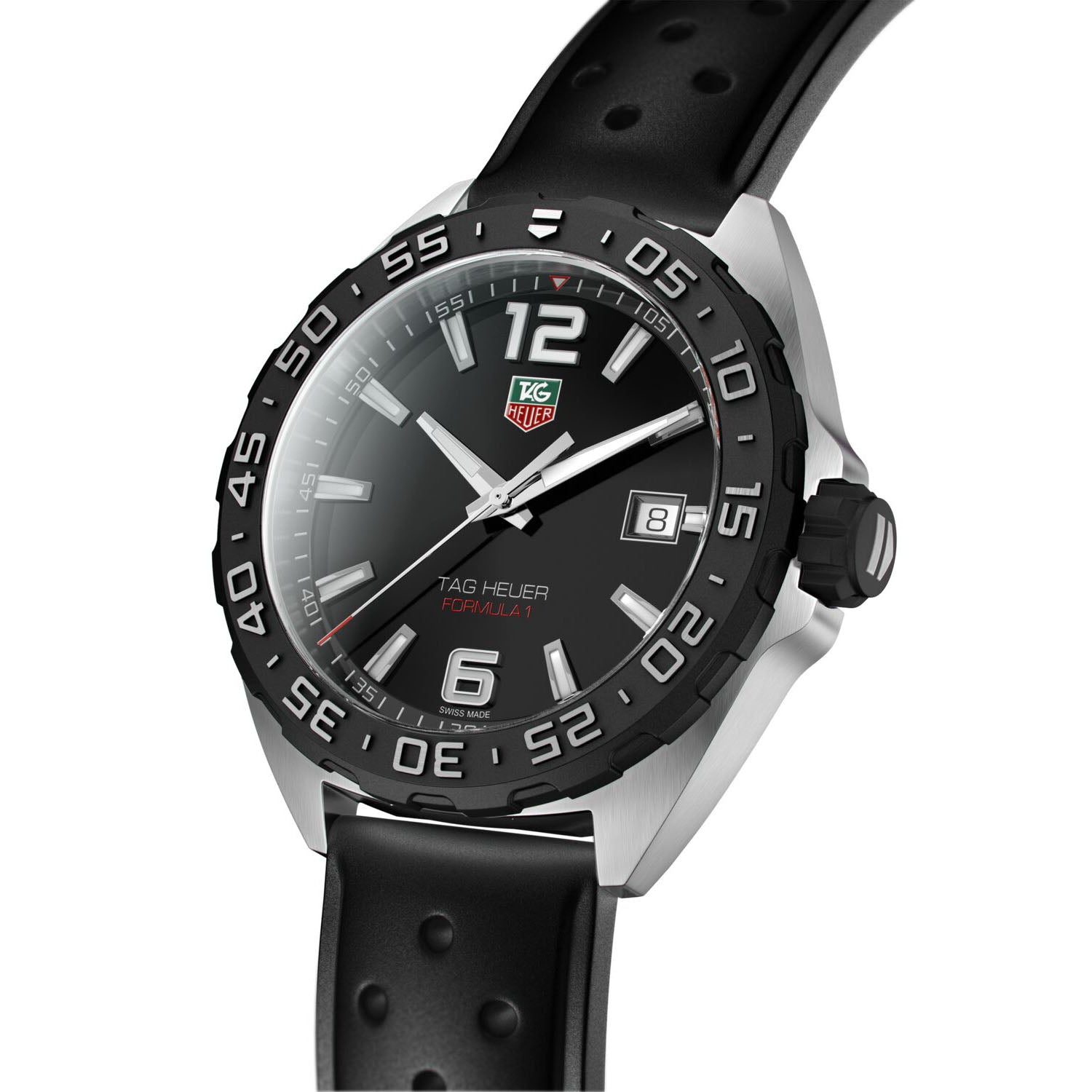 Gents Tag Heuer Formula 1 Quartz 41mm Steel Black Rubber strap Black Dial