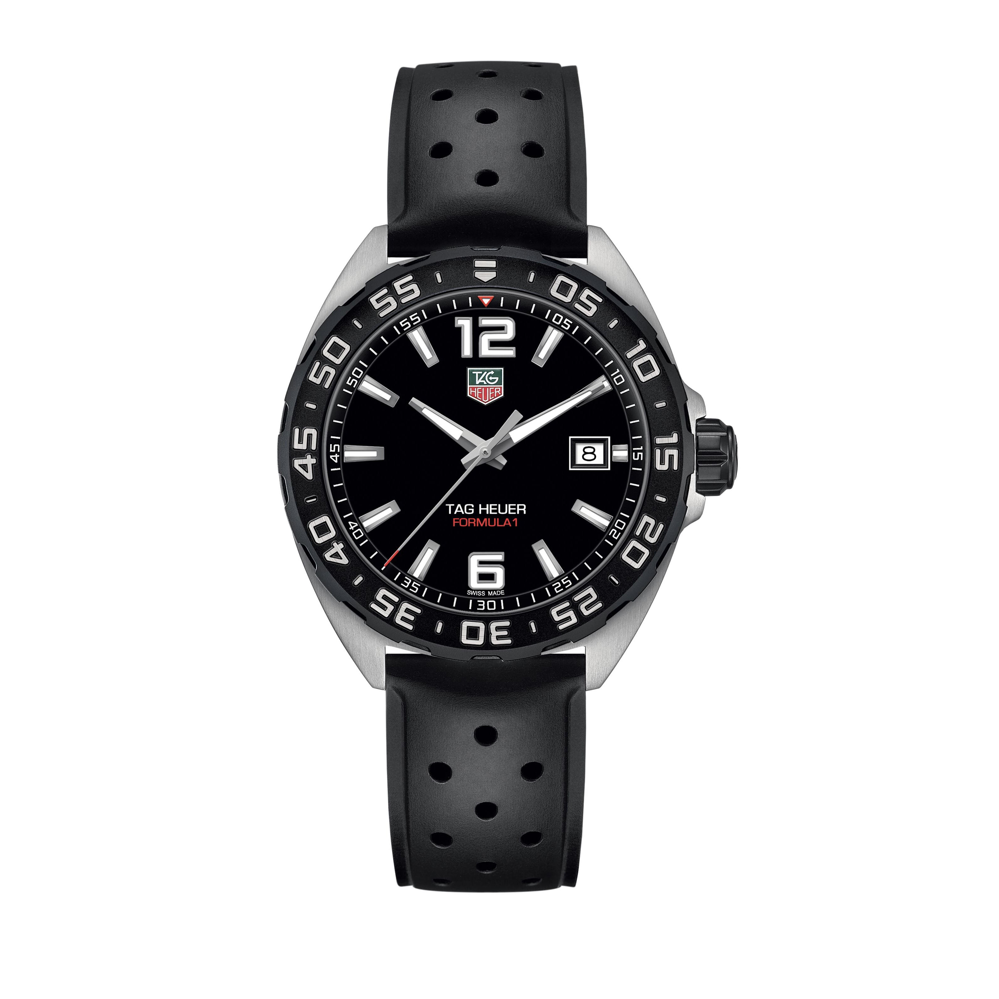 Gents Tag Heuer Formula 1 Quartz 41mm Steel Black Rubber strap Black Dial