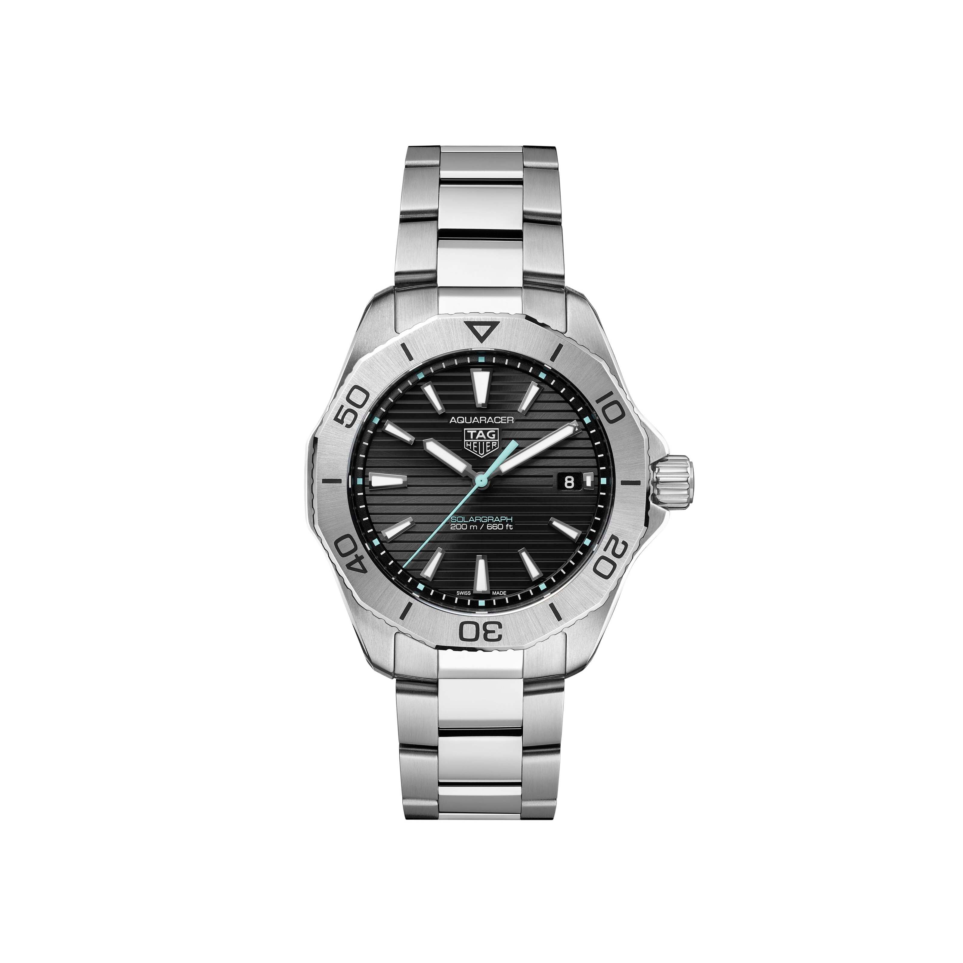 Gents Tag Heuer Aquaracer Professional 200 Solargraph 40mm Steel with Black Dial & Date