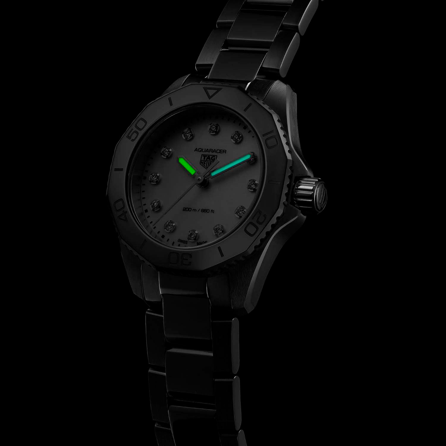 ladies Tag Heuer Aquaracer Quartz Steel Bracelet Polished Bezel White MOP Dial