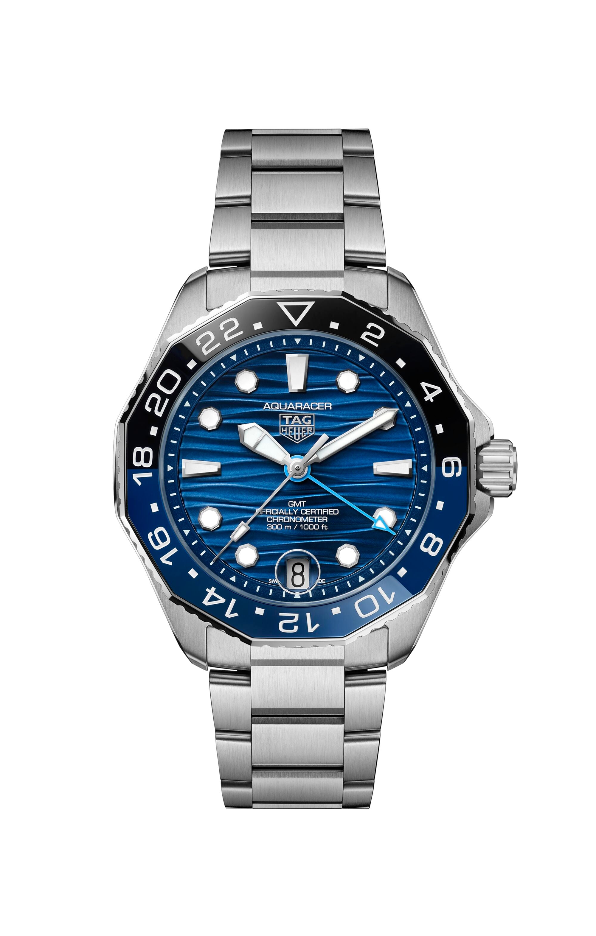 Gents Tag Heuer Aquaracer Prof 300 GMT 42mm Steel Blue Dial