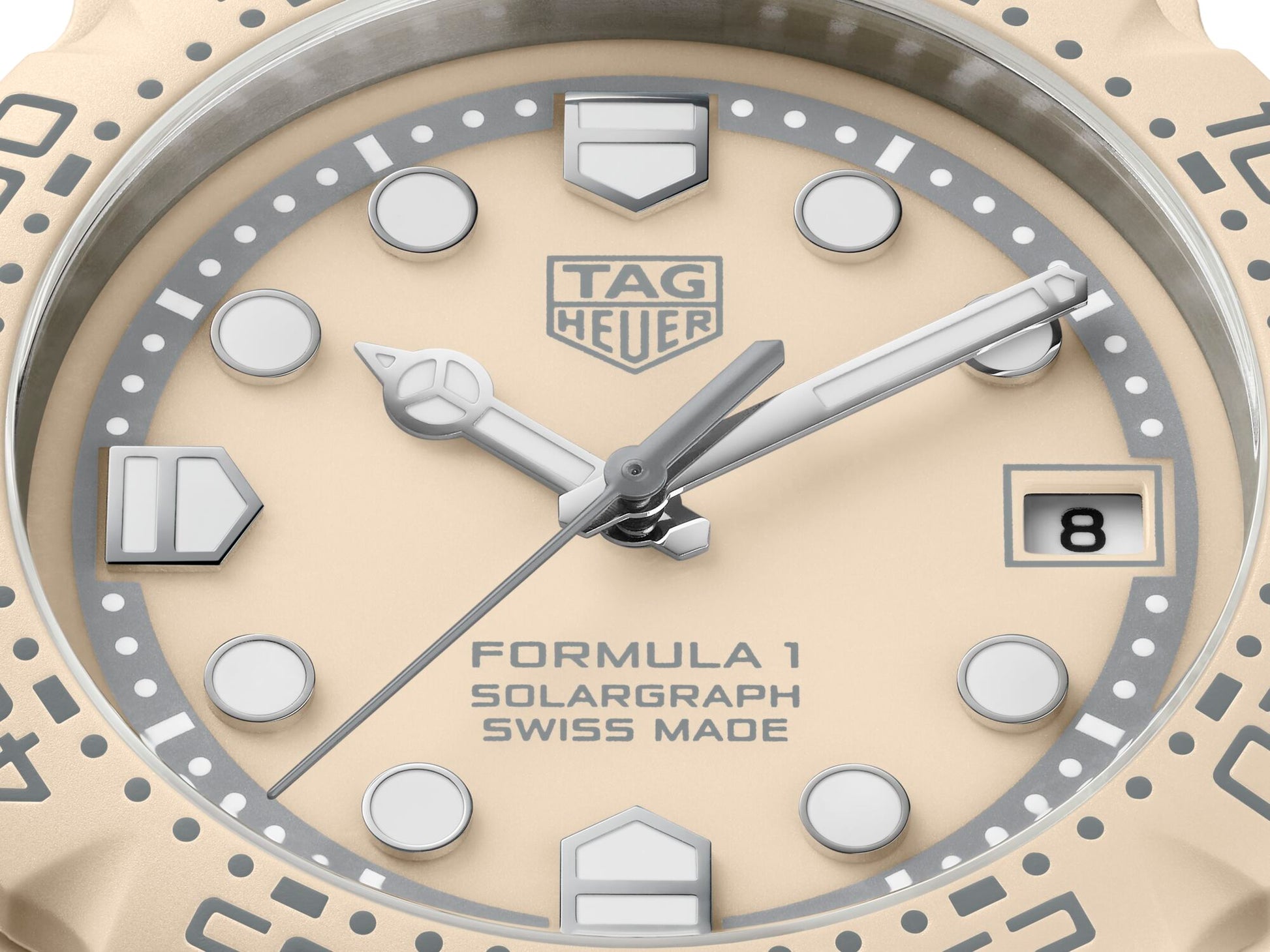 Tag Heuer Formula 1 Solargraph 38mm Beige Dial Beige Rubber Strap WBY1164.FT8114