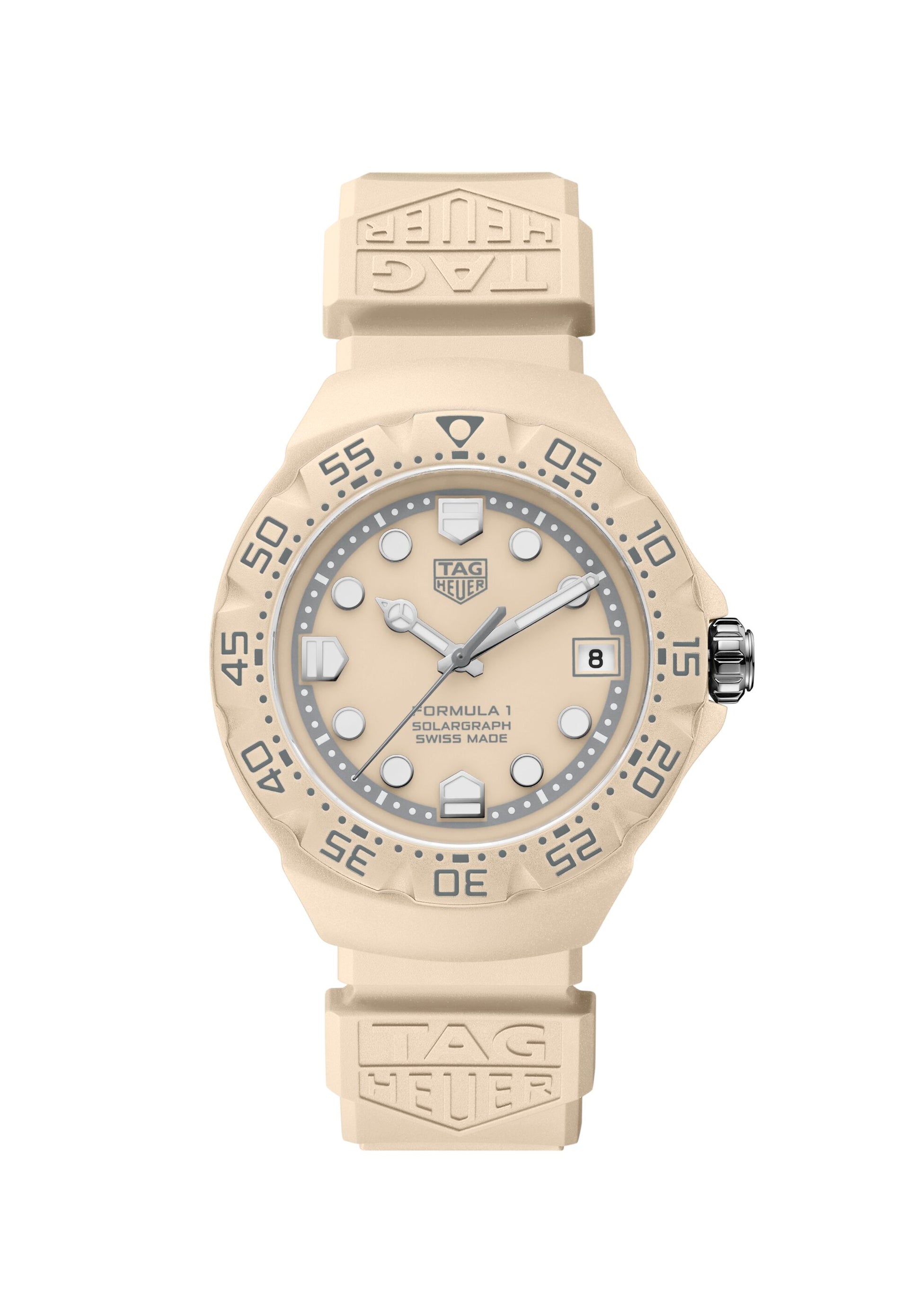 Tag Heuer Formula 1 Solargraph 38mm Beige Dial Beige Rubber Strap WBY1164.FT8114