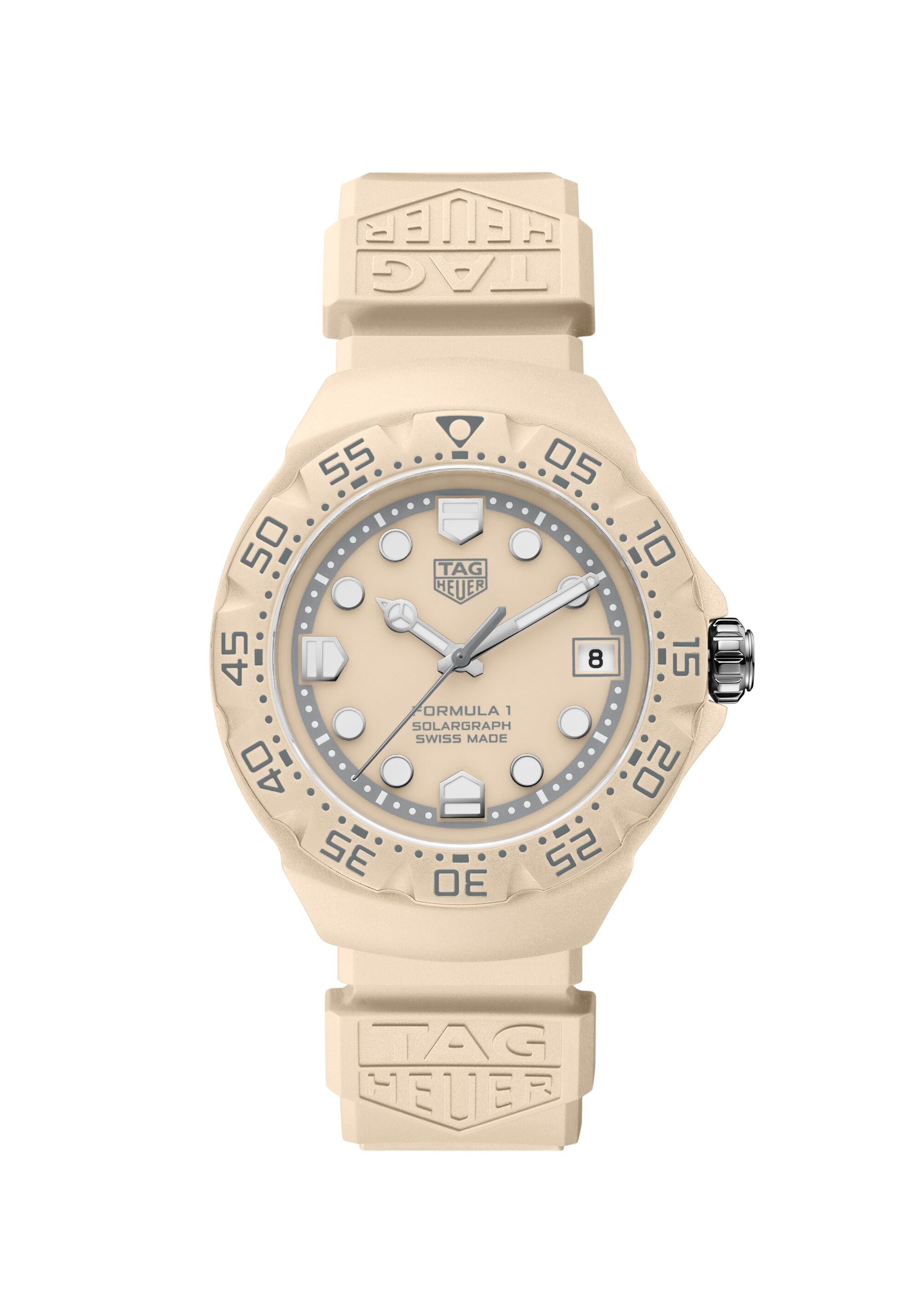 Tag Heuer Formula 1 Solargraph 38mm Beige Dial Beige Rubber Strap WBY1164.FT8114