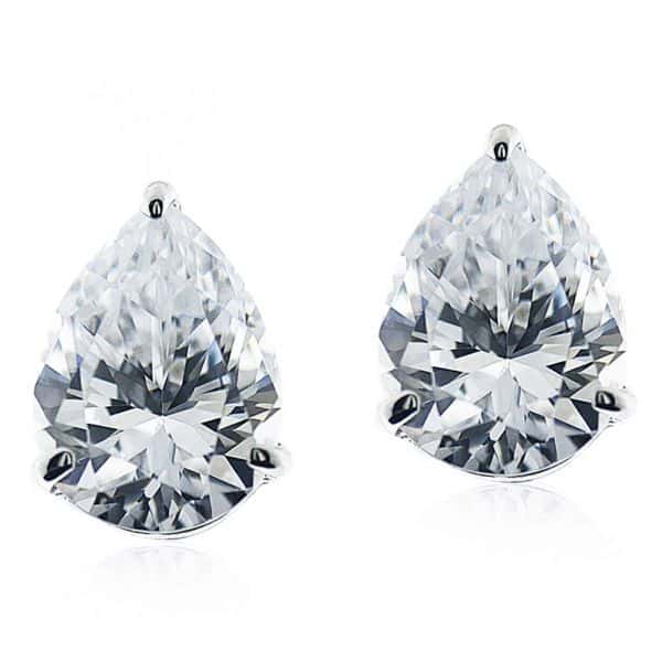 Carat London 9ct White Gold Cecile Pear Stud Earrings