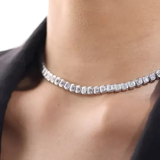 Silver Carat London Cassidy Emerald Line Necklet