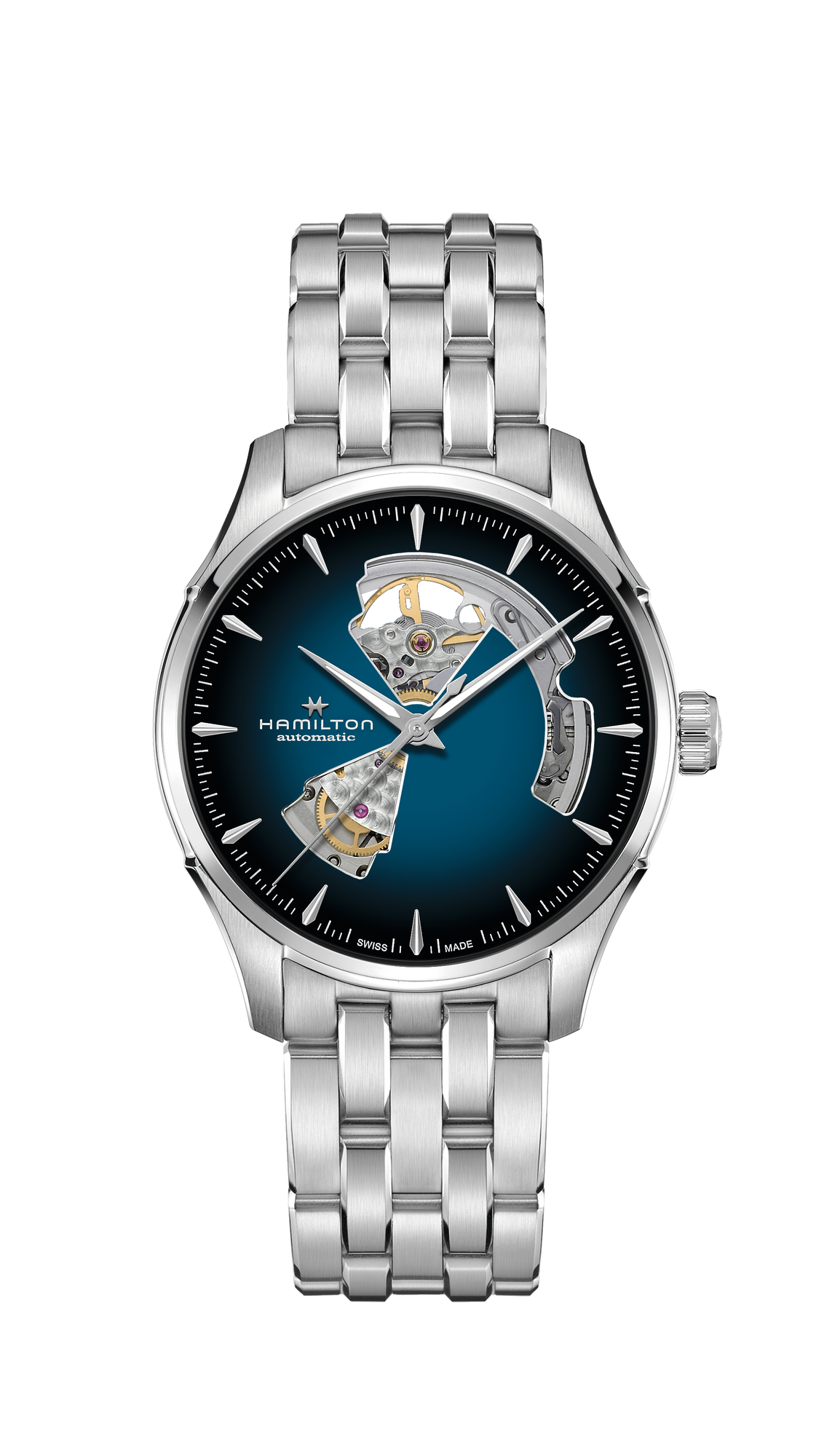 Gents Hamilton Jazzmaster Open Heart Auto 40mm Steel Blue Dial