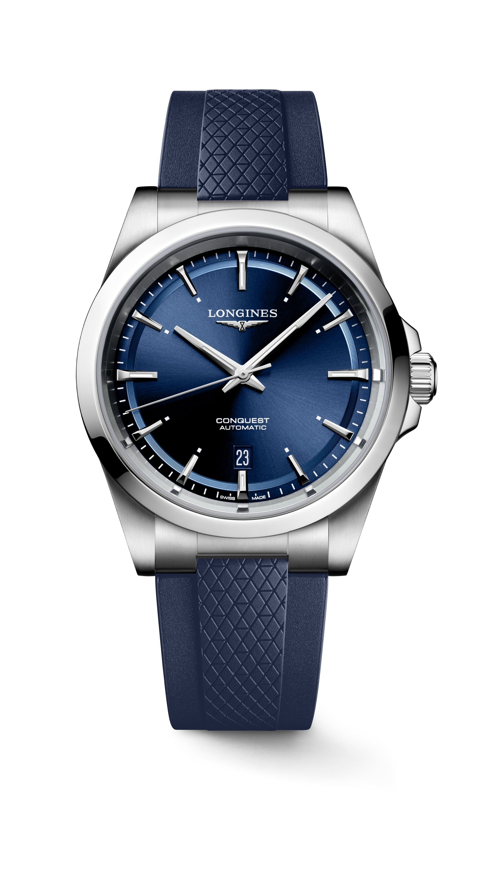 Gents Longines Conquest Auto 41mm Steel Case Blue Dial Blue Strap