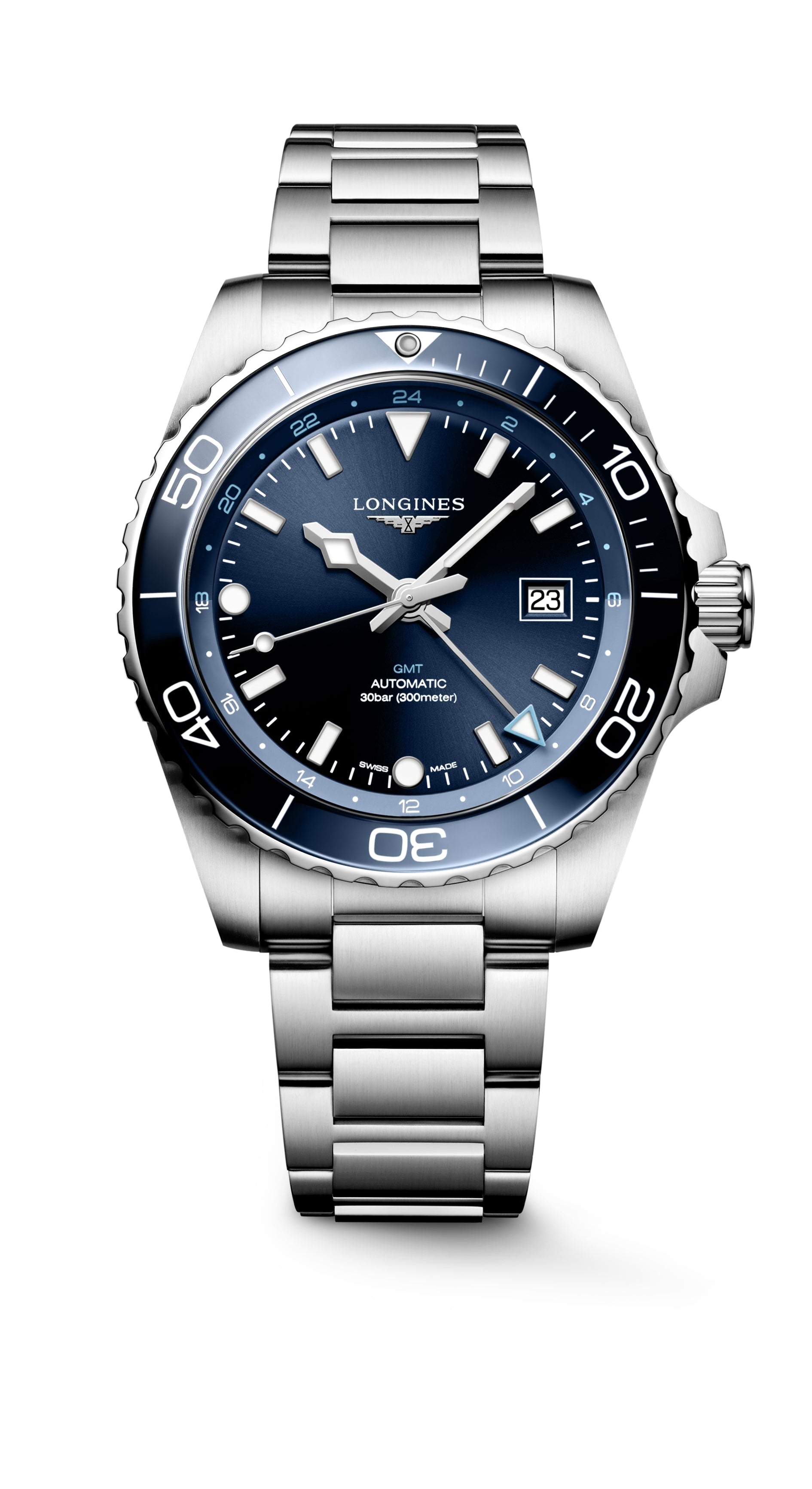 Gents Longines HC GMT Automatic 43mm Steel Blue Dial
