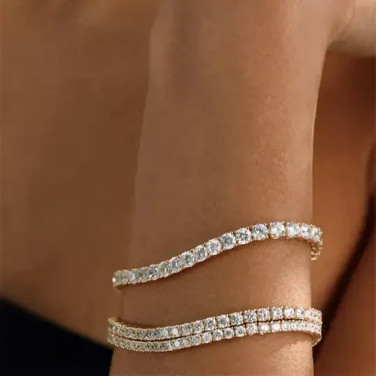 Gold Vermeil Carat London Hailey Round Prong Tennis Bracelet Large