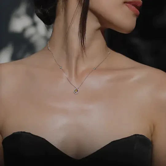 Silver Carat London Emile Yellow Pendant on Chain