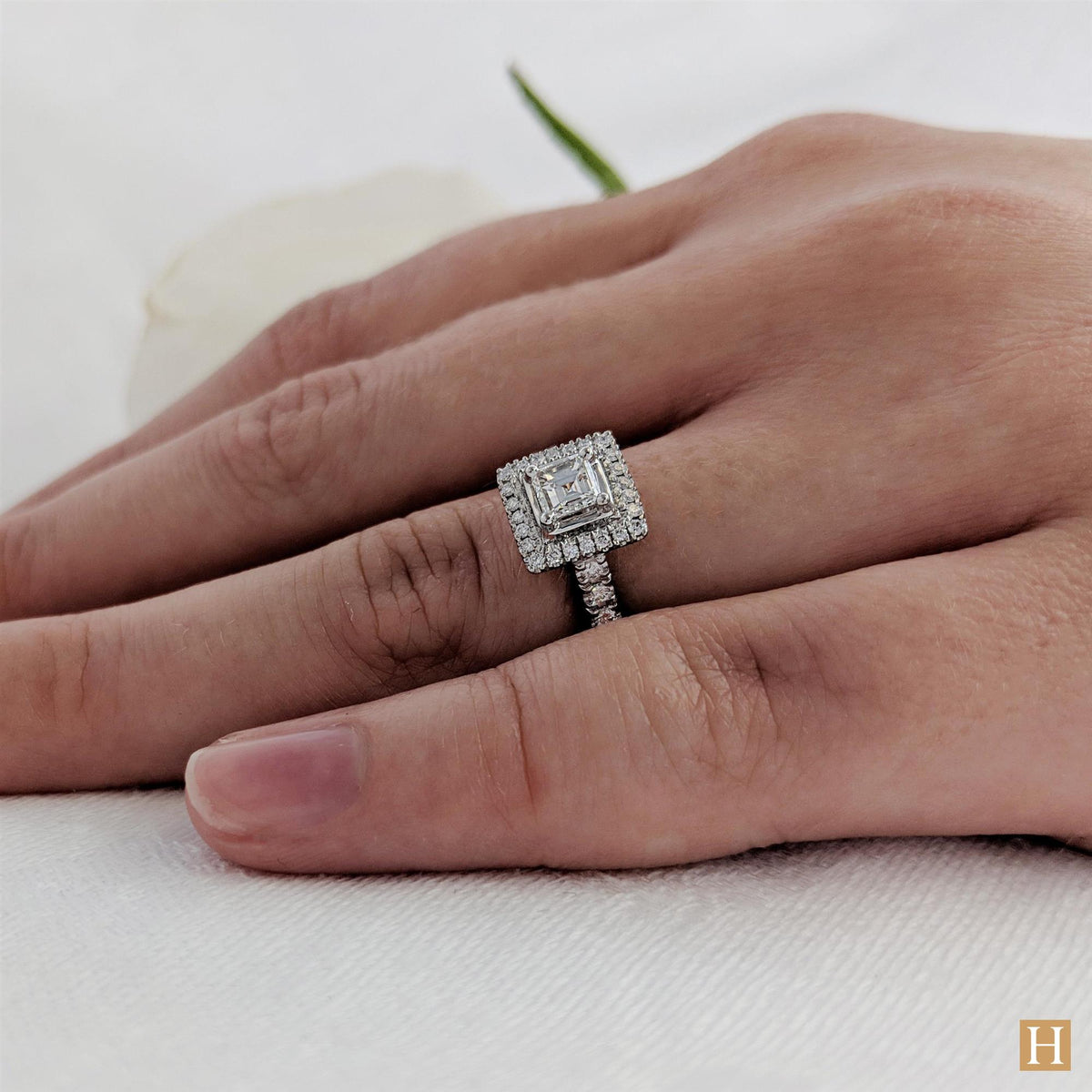 Platinum Inisheer Asscher Engagement Ring