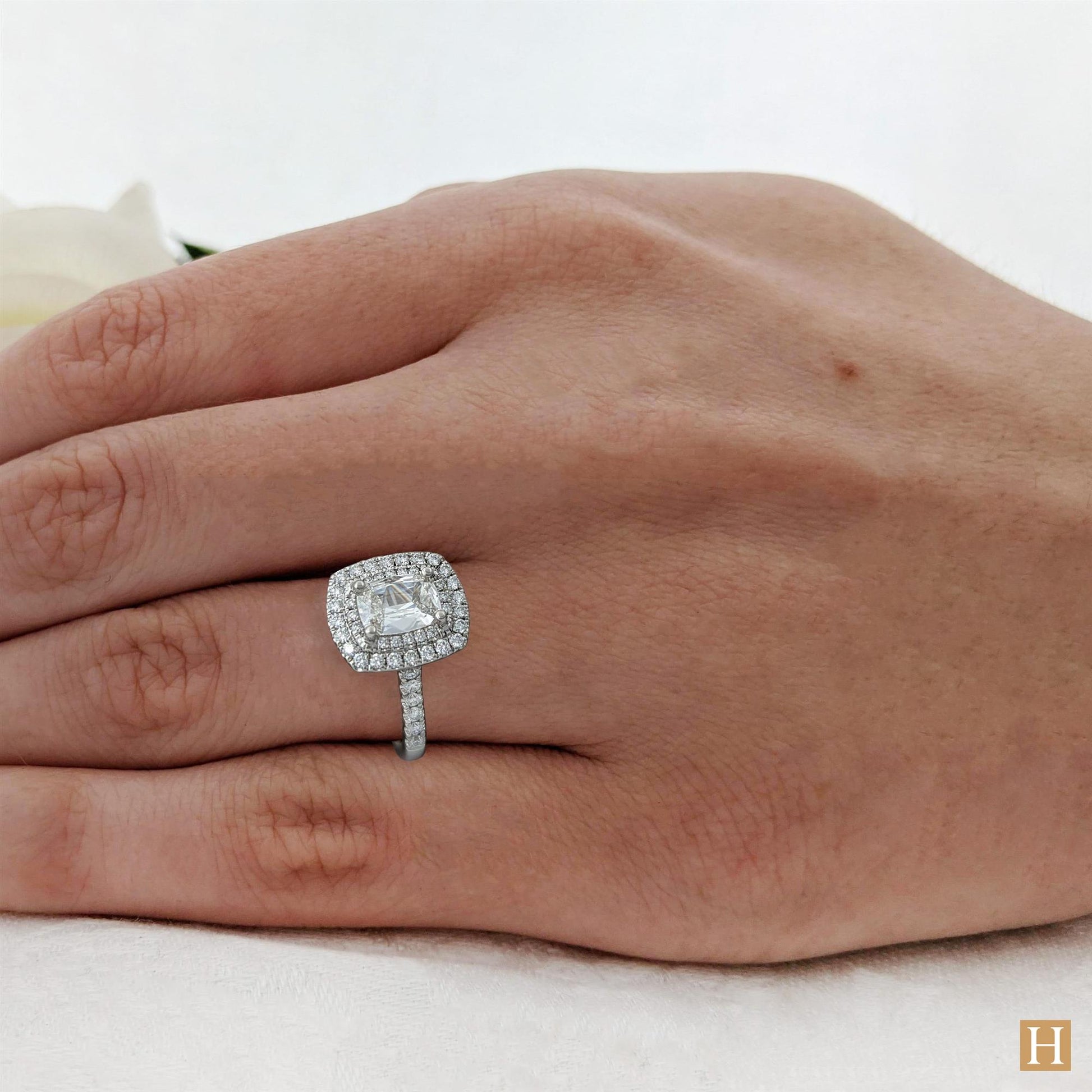 Platinum Inisheer Duo Cushion Engagement Ring